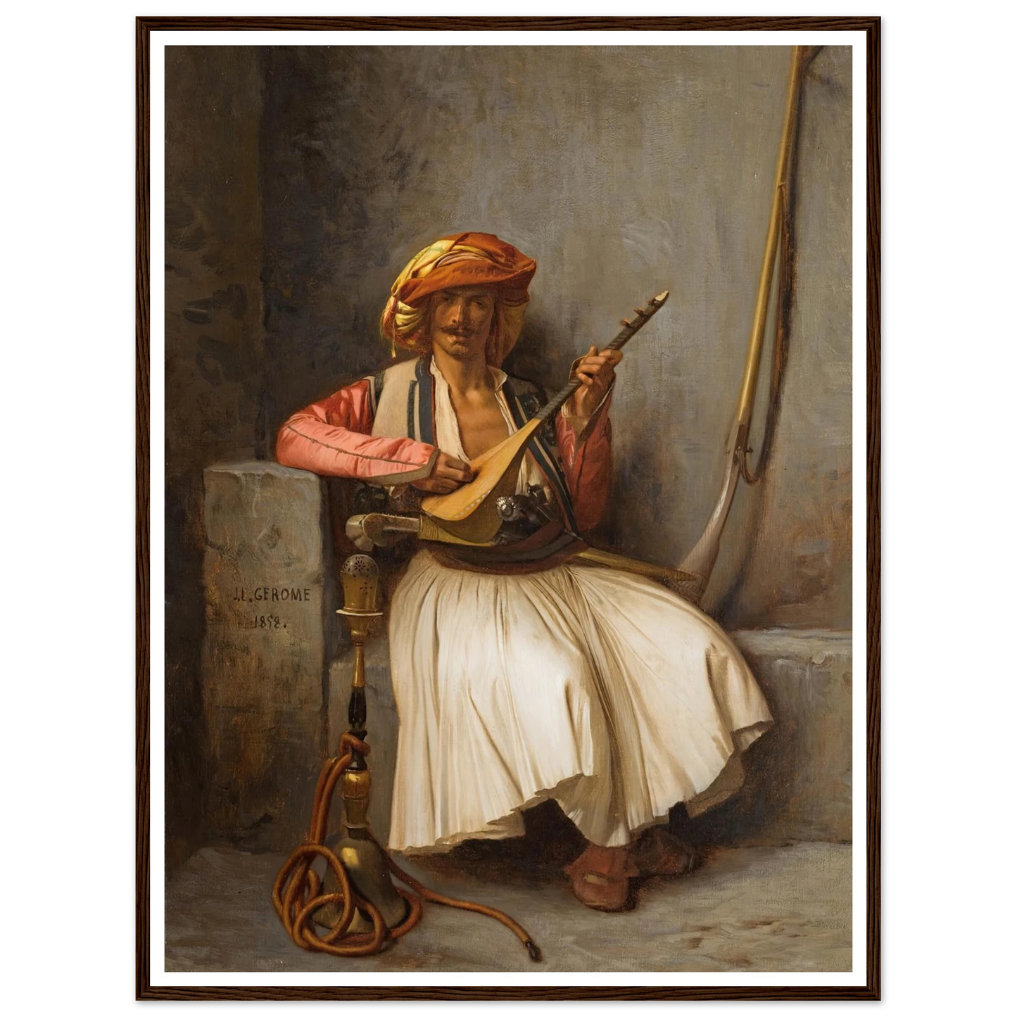 The Lute Player (1858) Art Print | Jean Leon Gerome - Framed Poster - 30x40 cm / 12x16″ - Black frame