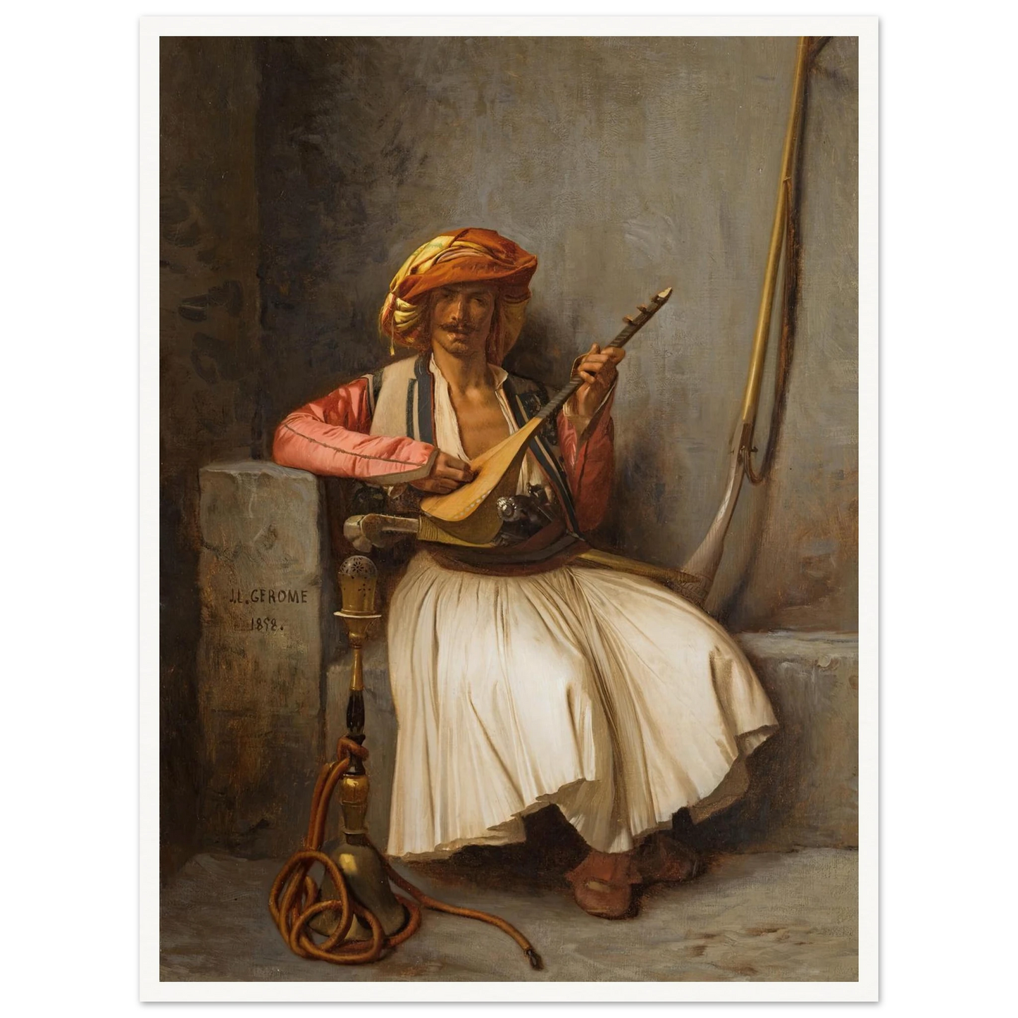 The Lute Player (1858) Art Print | Jean Leon Gerome - Framed Poster - 30x40 cm / 12x16″ - Black frame