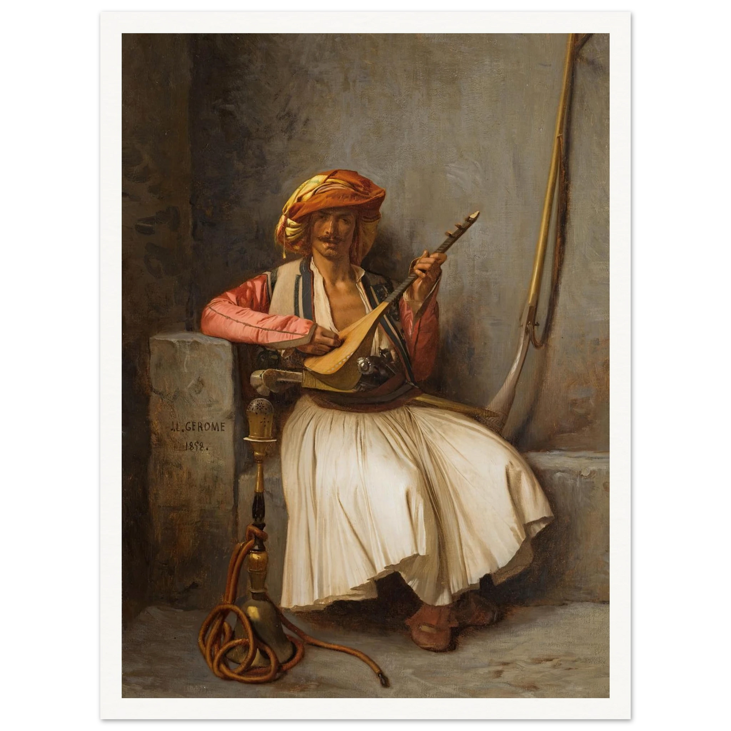 The Lute Player (1858) Art Print | Jean Leon Gerome - Framed Poster - 30x40 cm / 12x16″ - Black frame