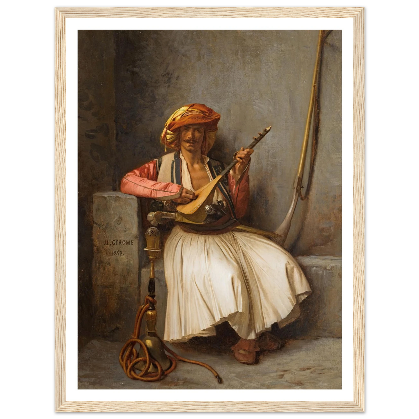 The Lute Player (1858) Art Print | Jean Leon Gerome - Framed Poster - 30x40 cm / 12x16″ - Black frame