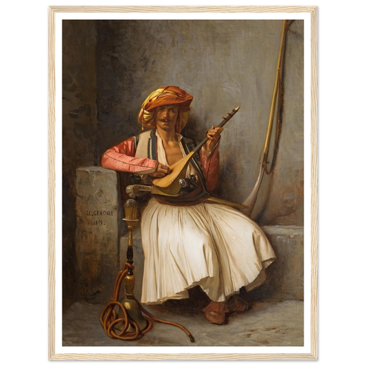 The Lute Player (1858) Art Print | Jean Leon Gerome - Framed Poster - 30x40 cm / 12x16″ - Black frame