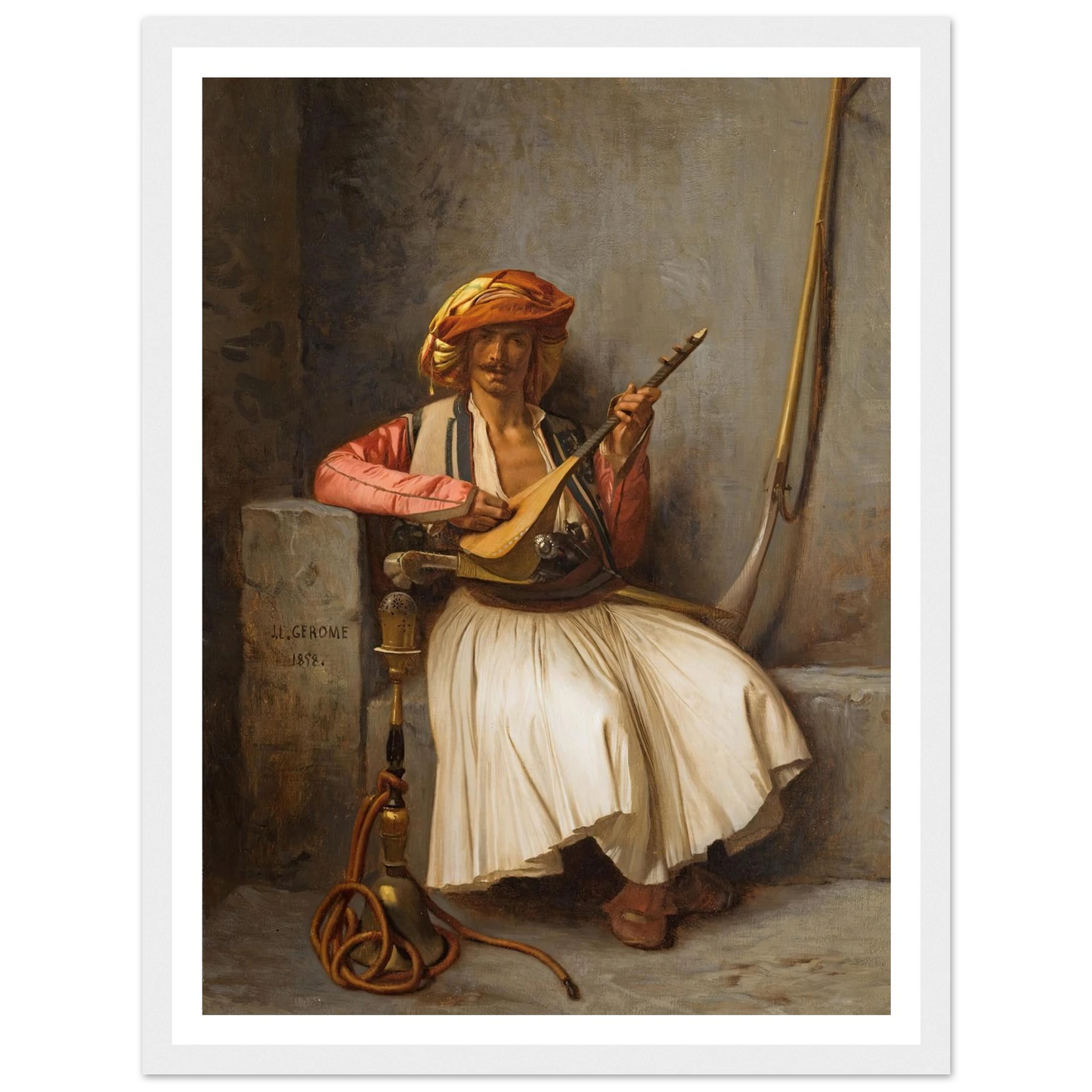 The Lute Player (1858) Art Print | Jean Leon Gerome - Framed Poster - 30x40 cm / 12x16″ - Black frame