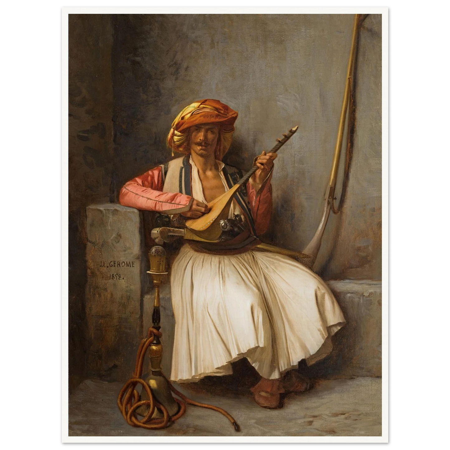 The Lute Player (1858) Art Print | Jean Leon Gerome - Framed Poster - 30x40 cm / 12x16″ - Black frame