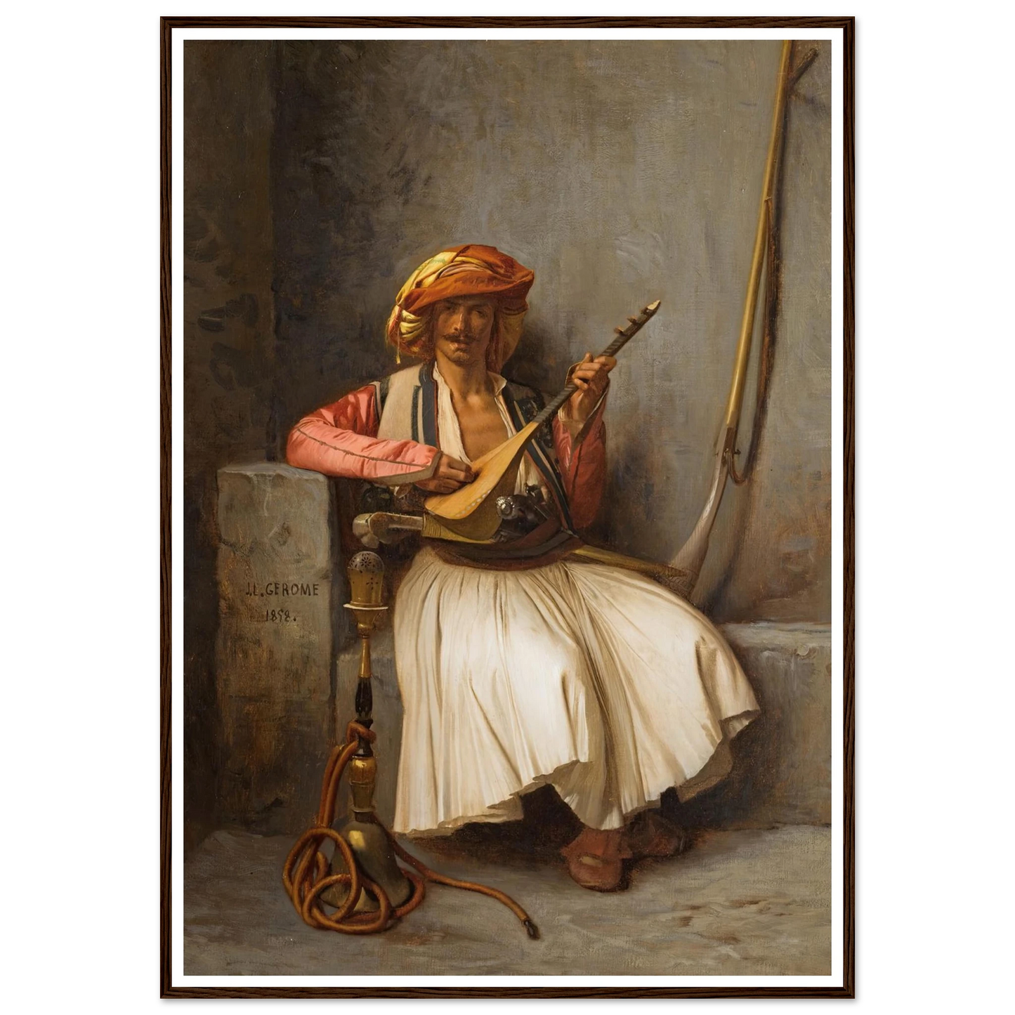 The Lute Player (1858) Art Print | Jean Leon Gerome - Framed Poster - 30x40 cm / 12x16″ - Black frame