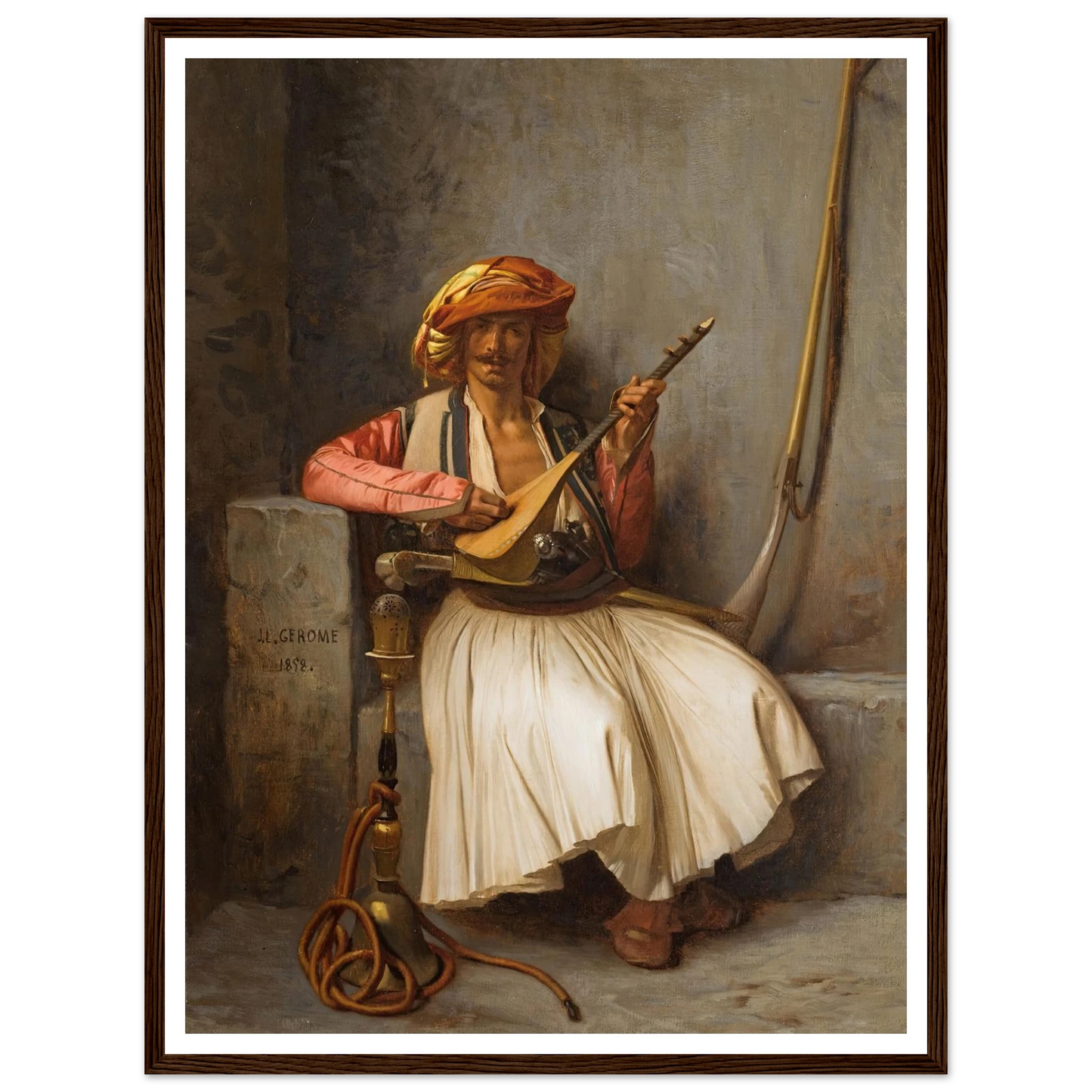 The Lute Player (1858) Art Print | Jean Leon Gerome - Framed Poster - 30x40 cm / 12x16″ - Black frame
