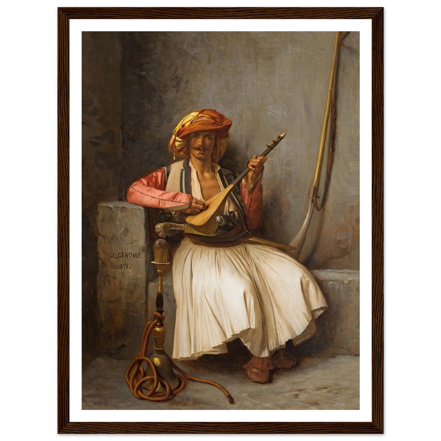 The Lute Player (1858) Art Print | Jean Leon Gerome - Framed Poster - 30x40 cm / 12x16″ - Black frame