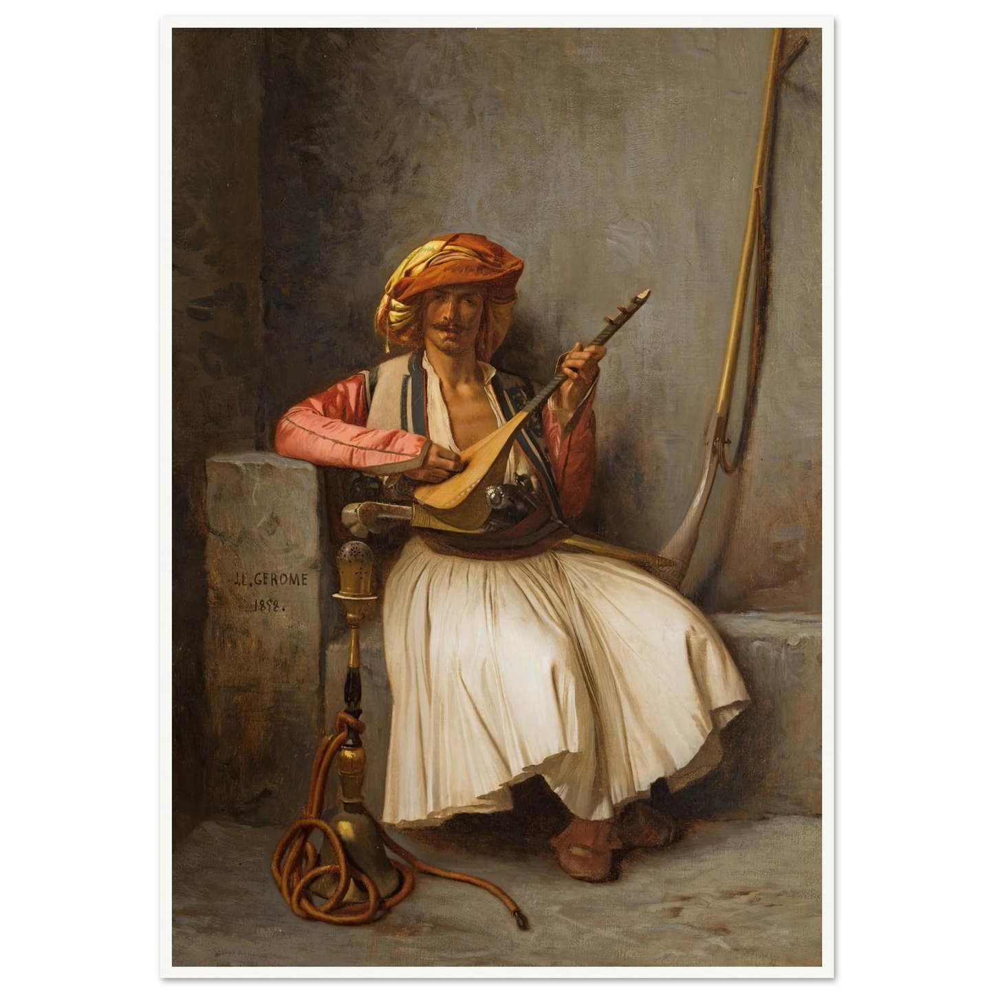The Lute Player (1858) Art Print | Jean Leon Gerome - Framed Poster - 30x40 cm / 12x16″ - Black frame