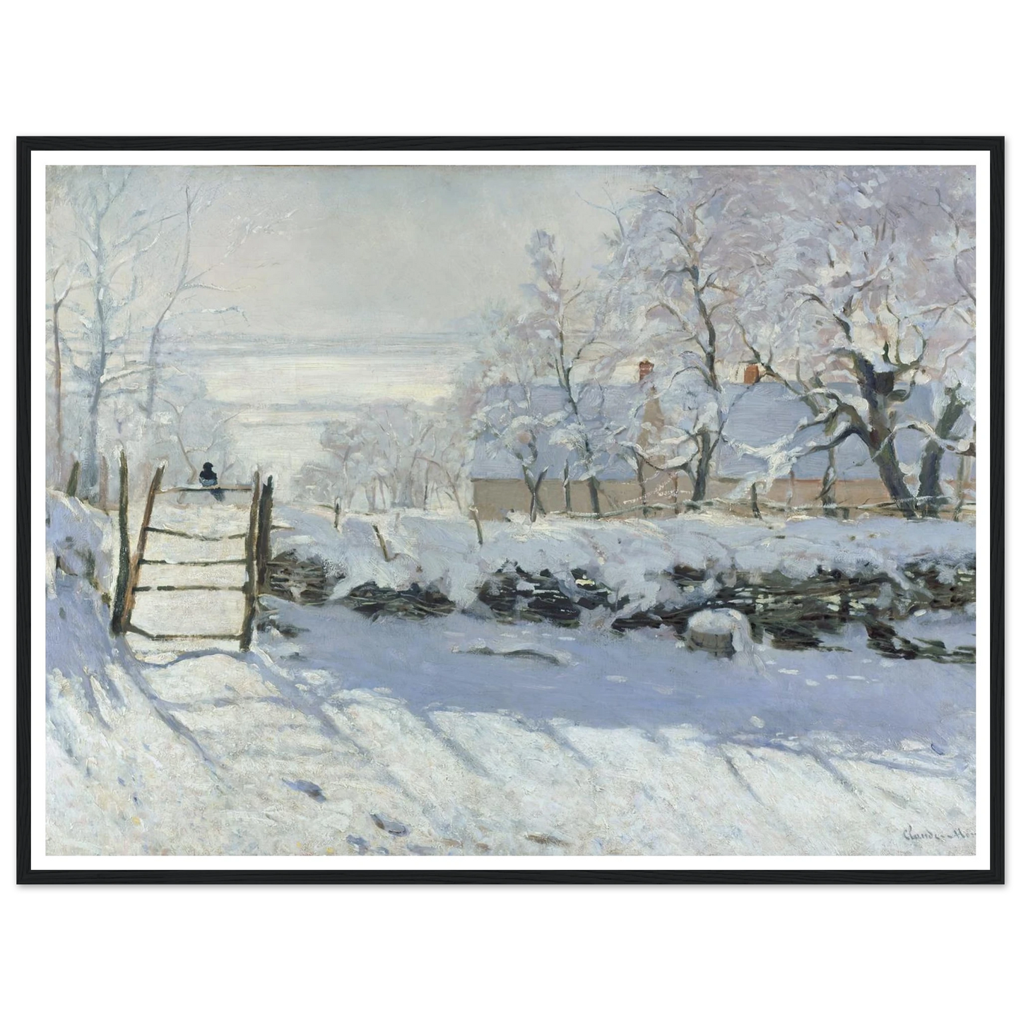 The Magpie (1868 - 1869) Art Print | Claude Monet - Framed Poster - 30x40 cm / 12x16″ - Black frame