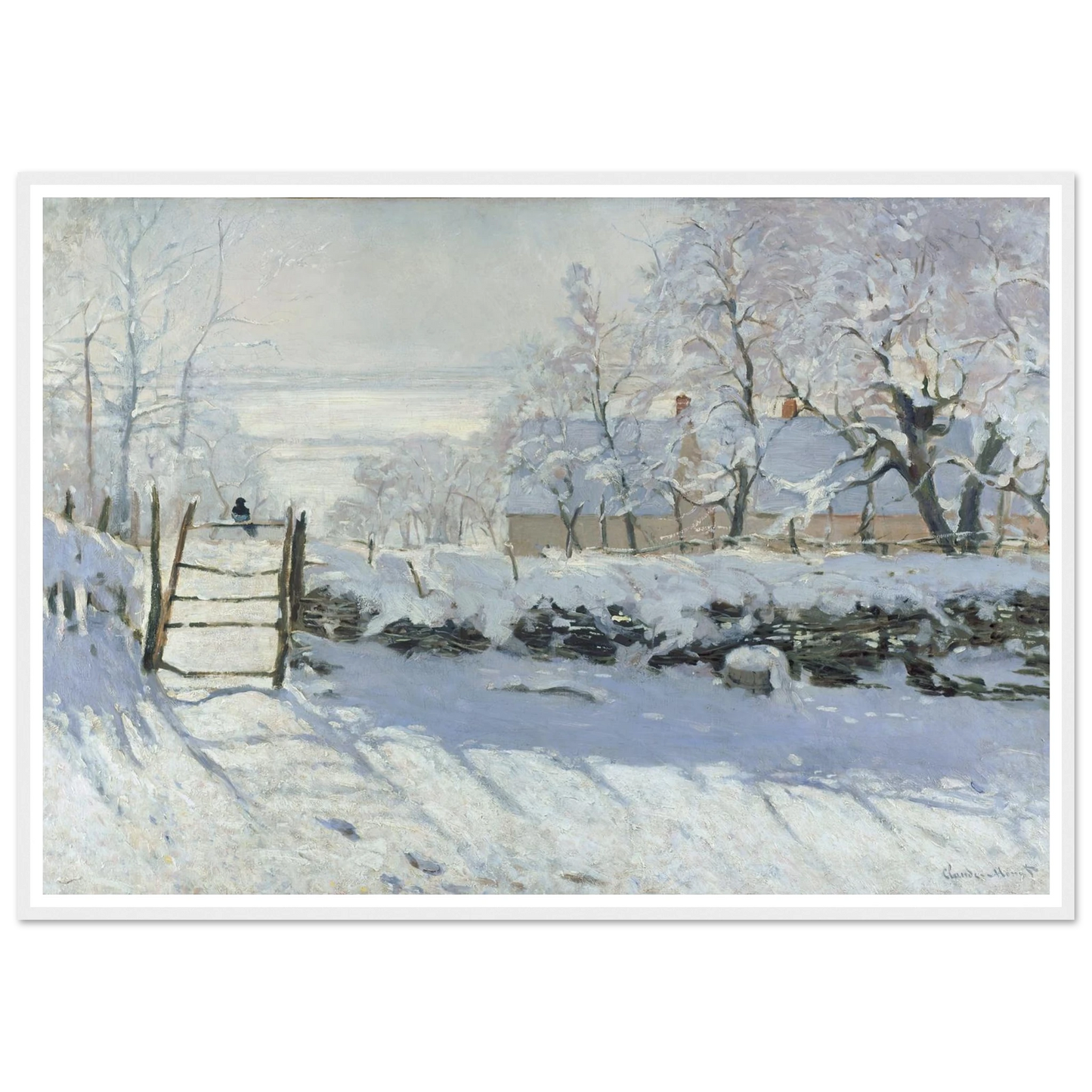 The Magpie (1868 - 1869) Art Print | Claude Monet - Framed Poster - 30x40 cm / 12x16″ - Black frame