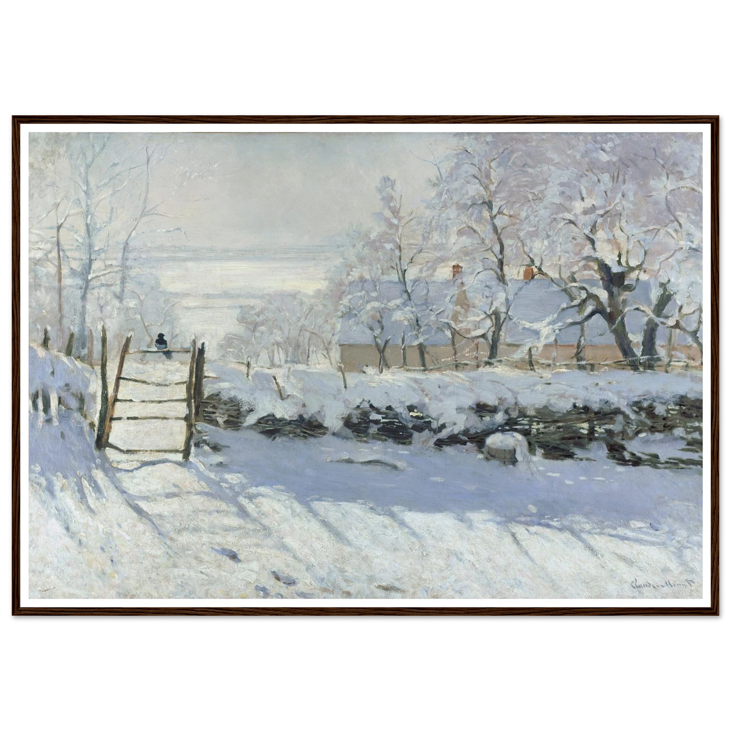 The Magpie (1868 - 1869) Art Print | Claude Monet - Framed Poster - 30x40 cm / 12x16″ - Black frame