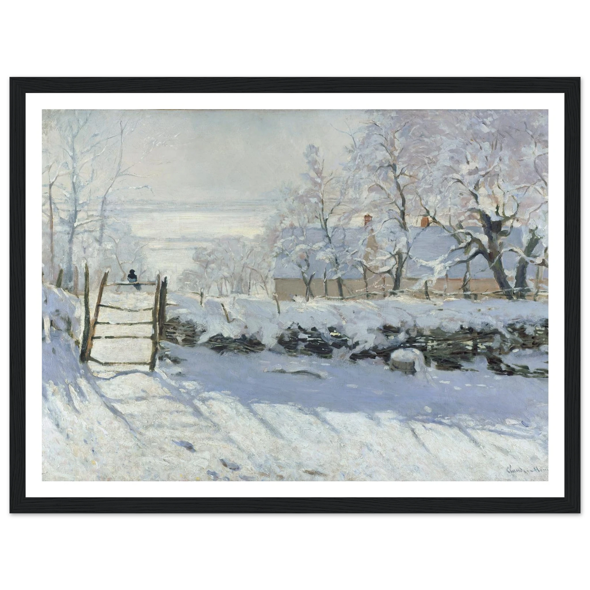 The Magpie (1868 - 1869) Art Print | Claude Monet - Framed Poster - 30x40 cm / 12x16″ - Black frame
