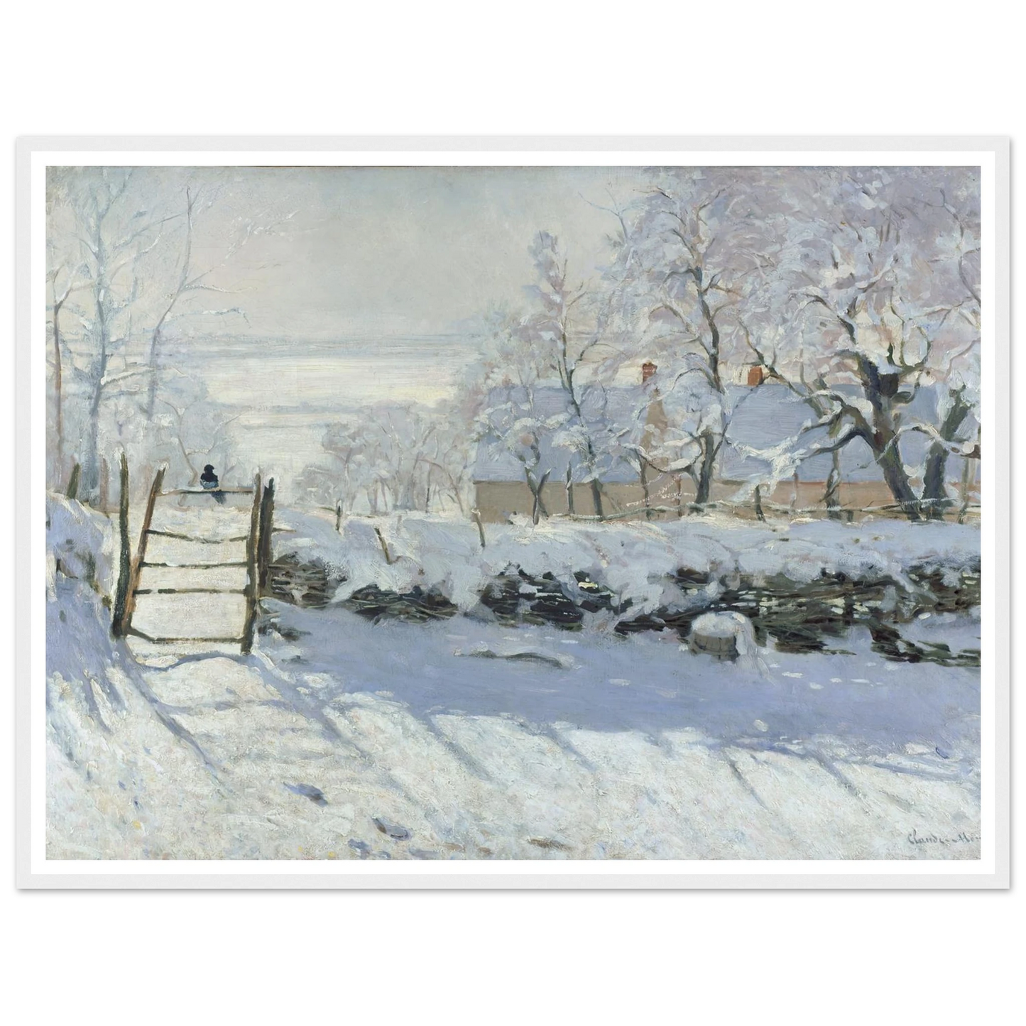 The Magpie (1868 - 1869) Art Print | Claude Monet - Framed Poster - 30x40 cm / 12x16″ - Black frame