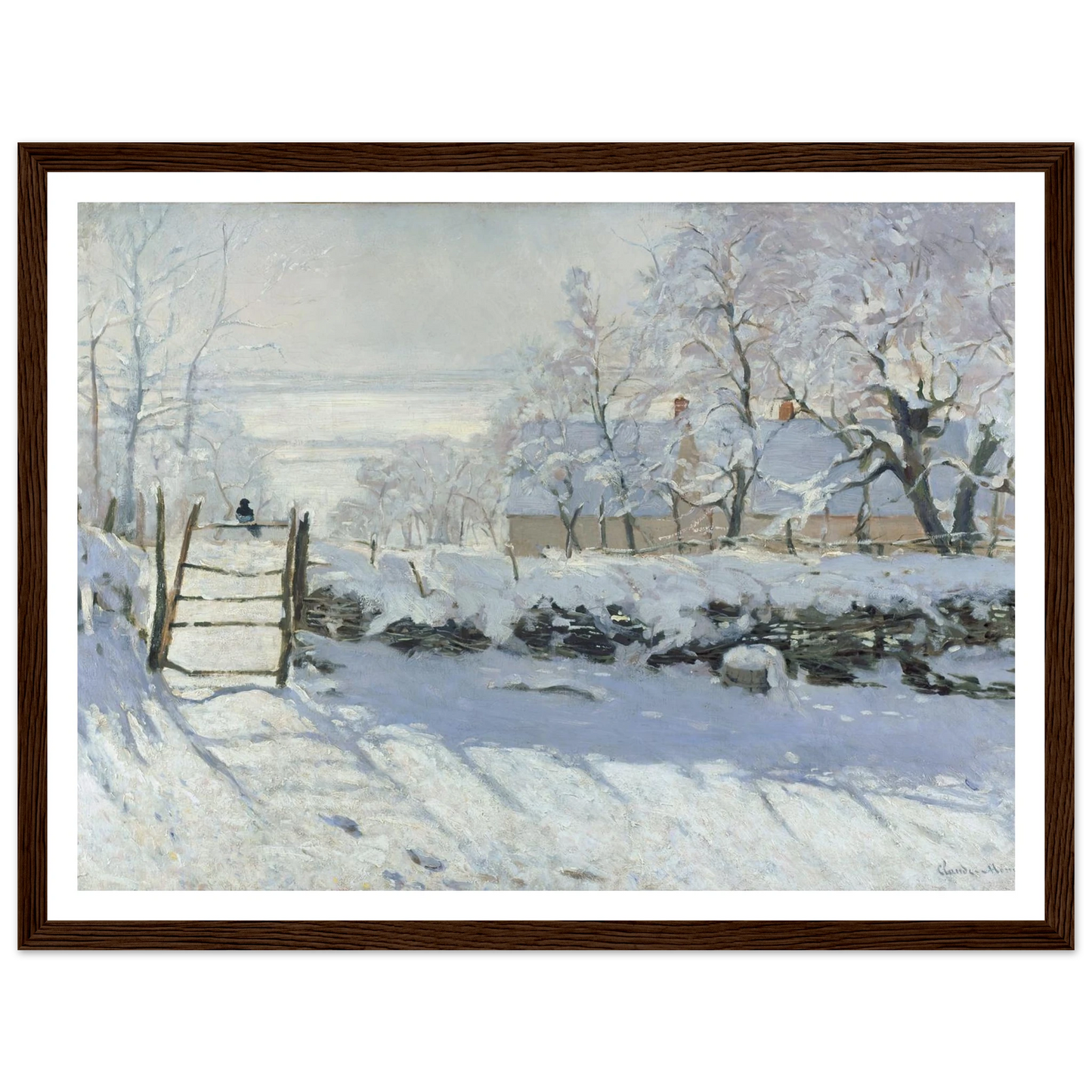 The Magpie (1868 - 1869) Art Print | Claude Monet - Framed Poster - 30x40 cm / 12x16″ - Black frame