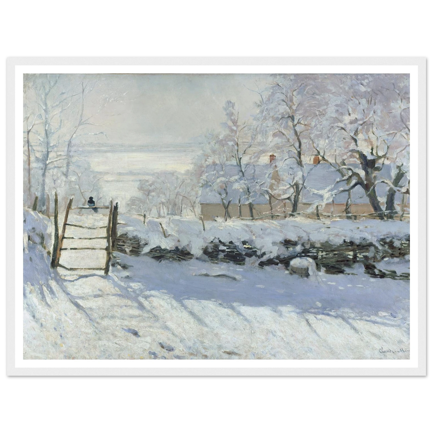 The Magpie (1868 - 1869) Art Print | Claude Monet - Framed Poster - 30x40 cm / 12x16″ - Black frame