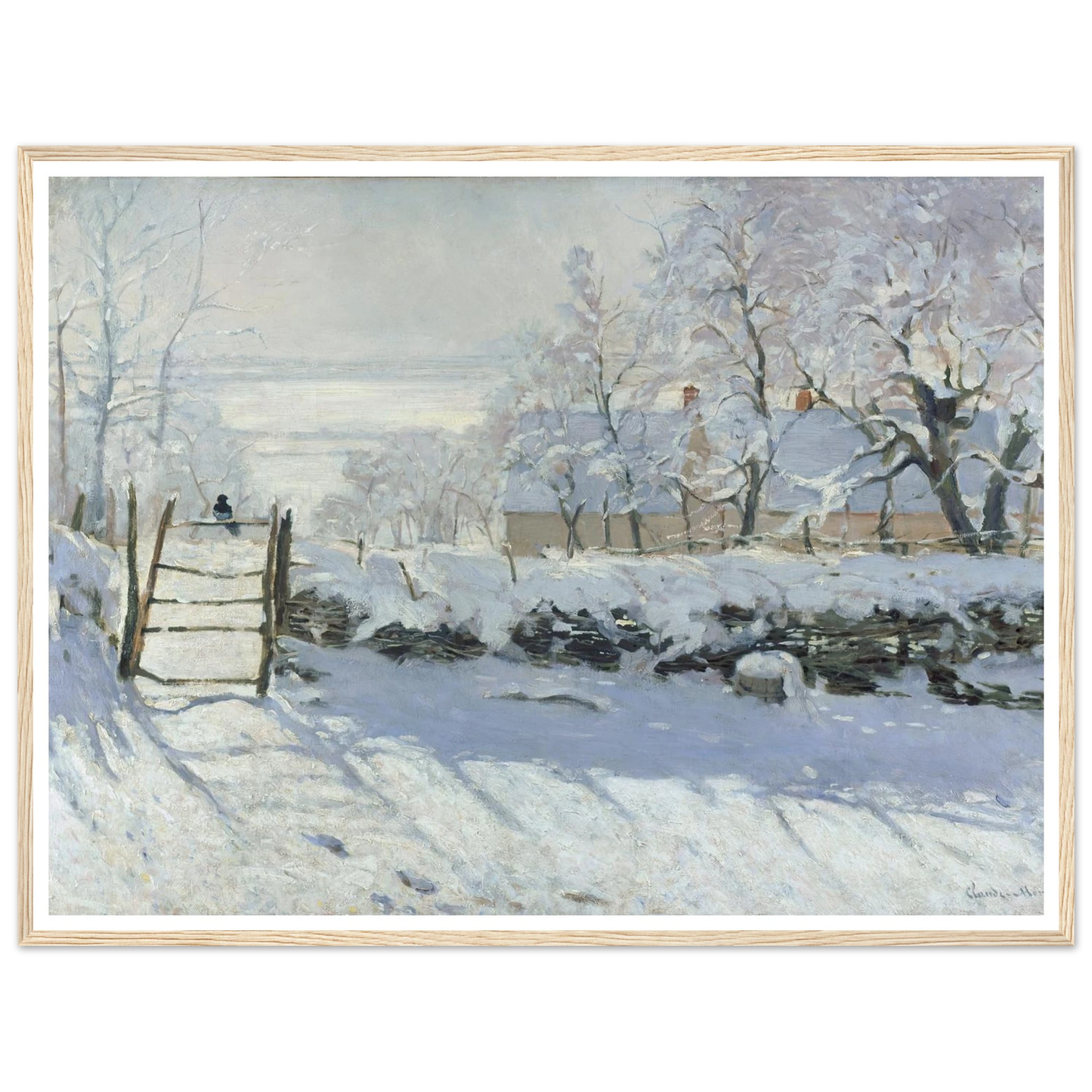 The Magpie (1868 - 1869) Art Print | Claude Monet - Framed Poster - 30x40 cm / 12x16″ - Black frame