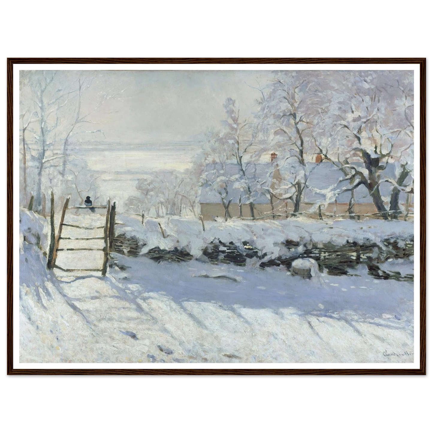 The Magpie (1868 - 1869) Art Print | Claude Monet - Framed Poster - 30x40 cm / 12x16″ - Black frame