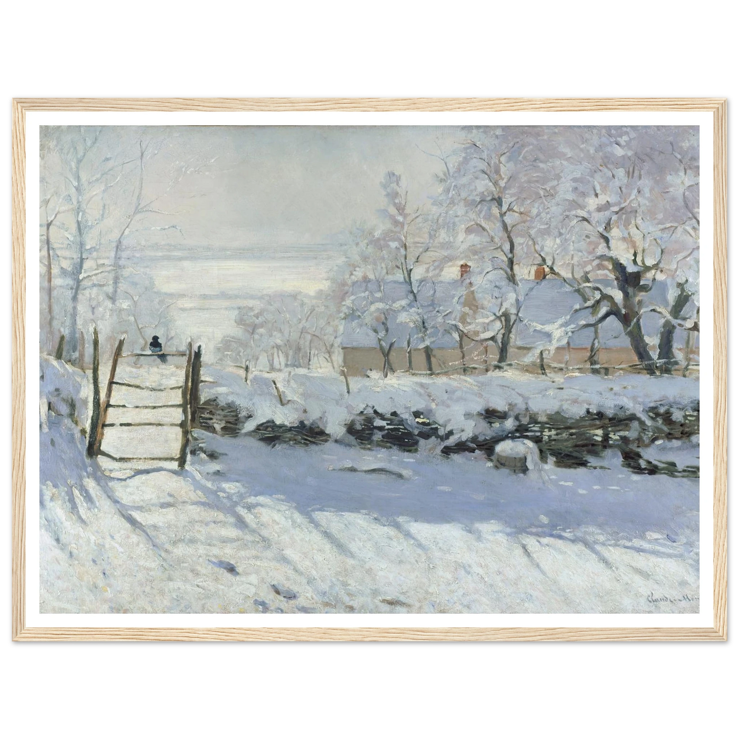 The Magpie (1868 - 1869) Art Print | Claude Monet - Framed Poster - 30x40 cm / 12x16″ - Black frame