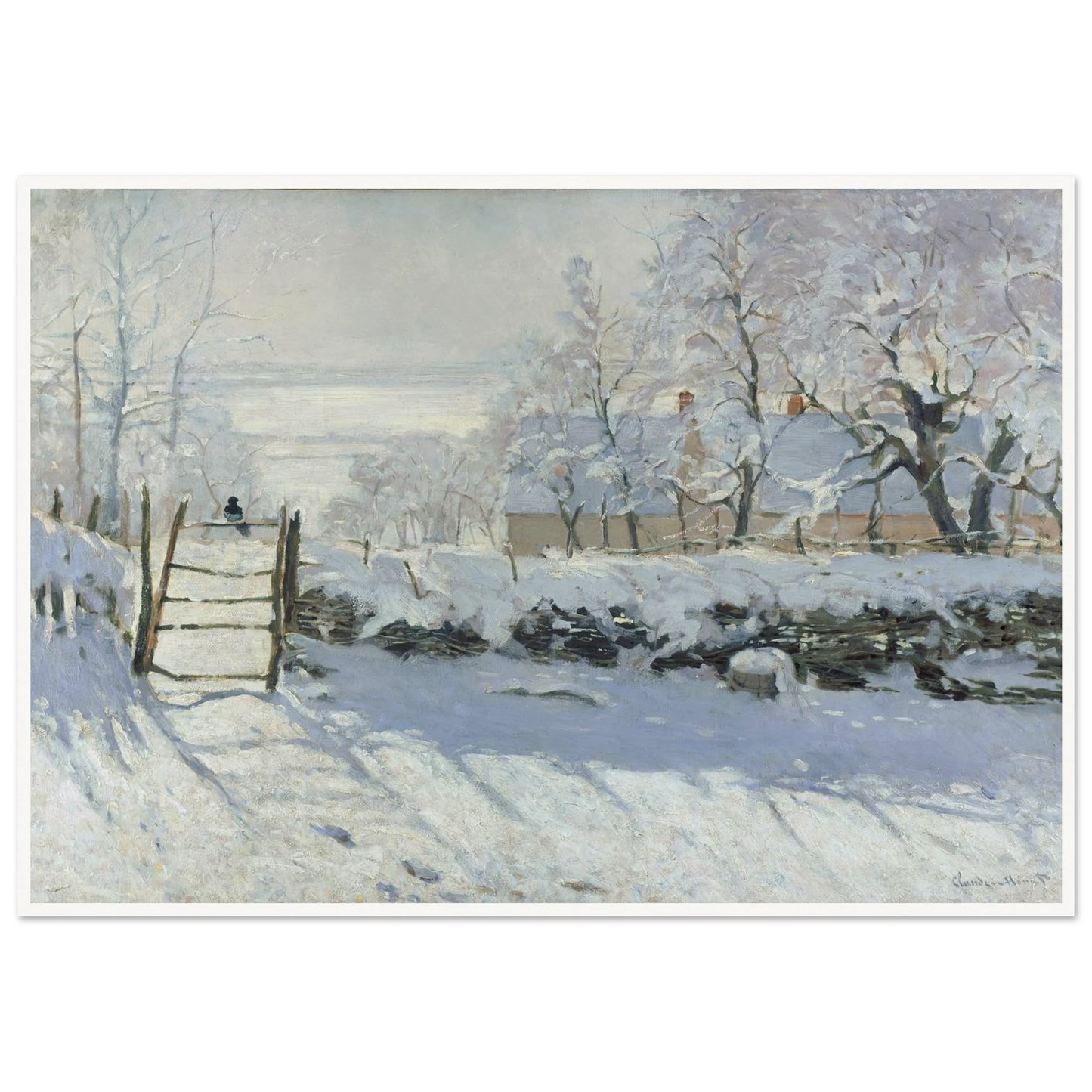 The Magpie (1868 - 1869) Art Print | Claude Monet - Framed Poster - 30x40 cm / 12x16″ - Black frame