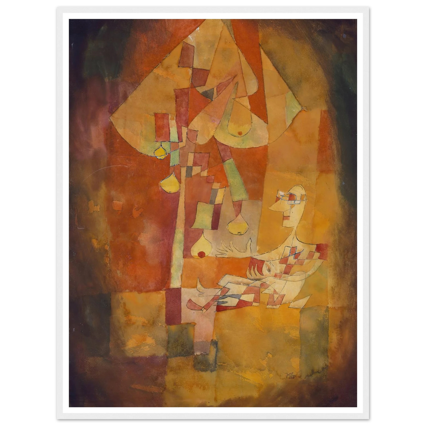 The Man Under the Pear Tree (1921) Art Print | Paul Klee - Framed Poster - 30x40 cm / 12x16″ - Black frame