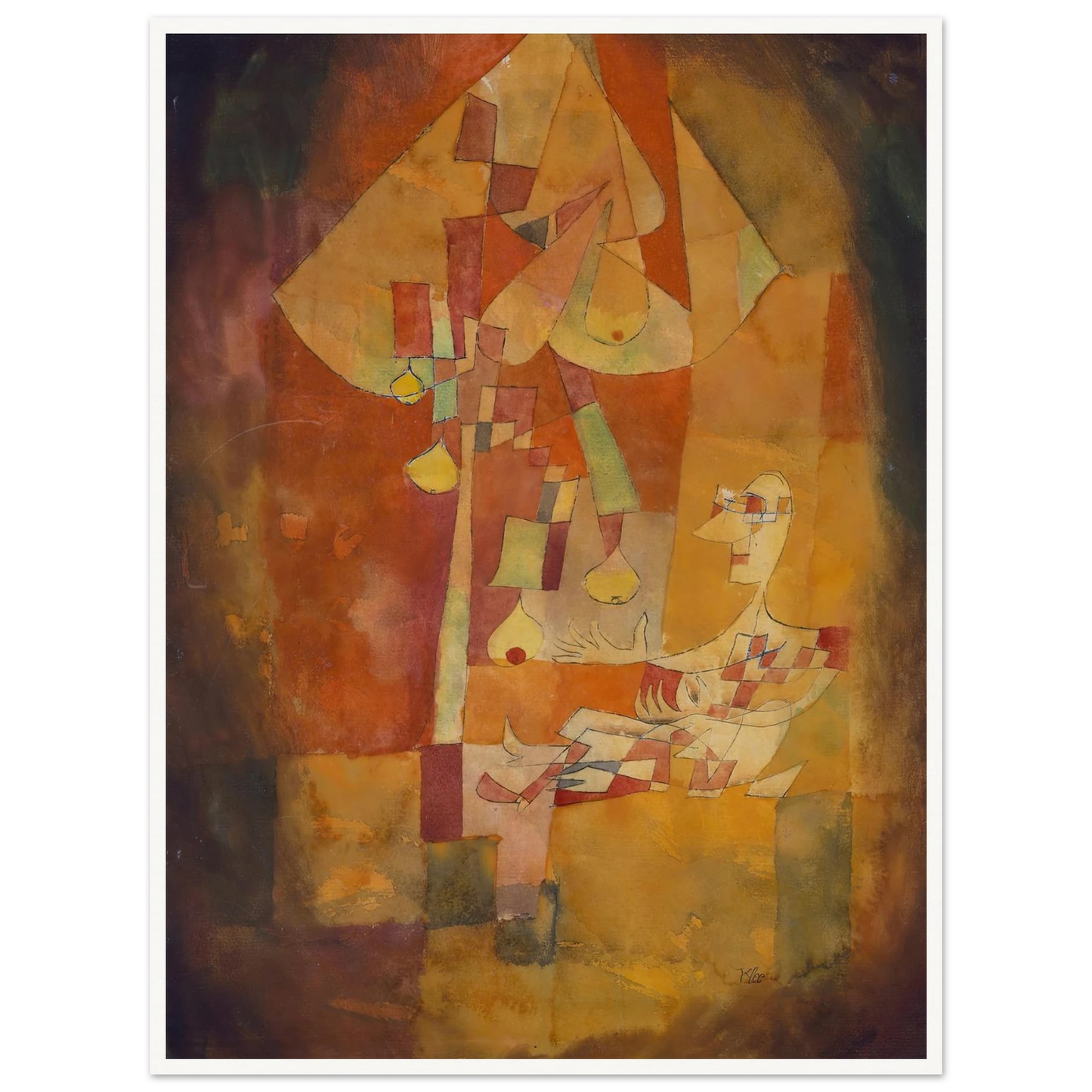 The Man Under the Pear Tree (1921) Art Print | Paul Klee - Framed Poster - 30x40 cm / 12x16″ - Black frame