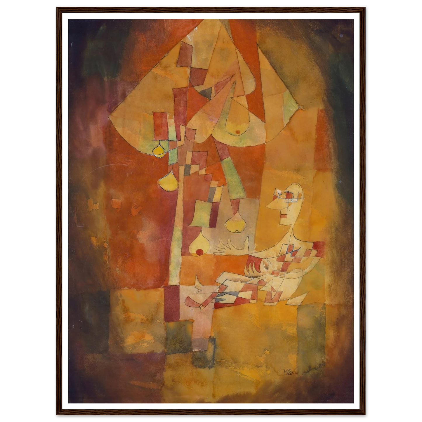 The Man Under the Pear Tree (1921) Art Print | Paul Klee - Framed Poster - 30x40 cm / 12x16″ - Black frame
