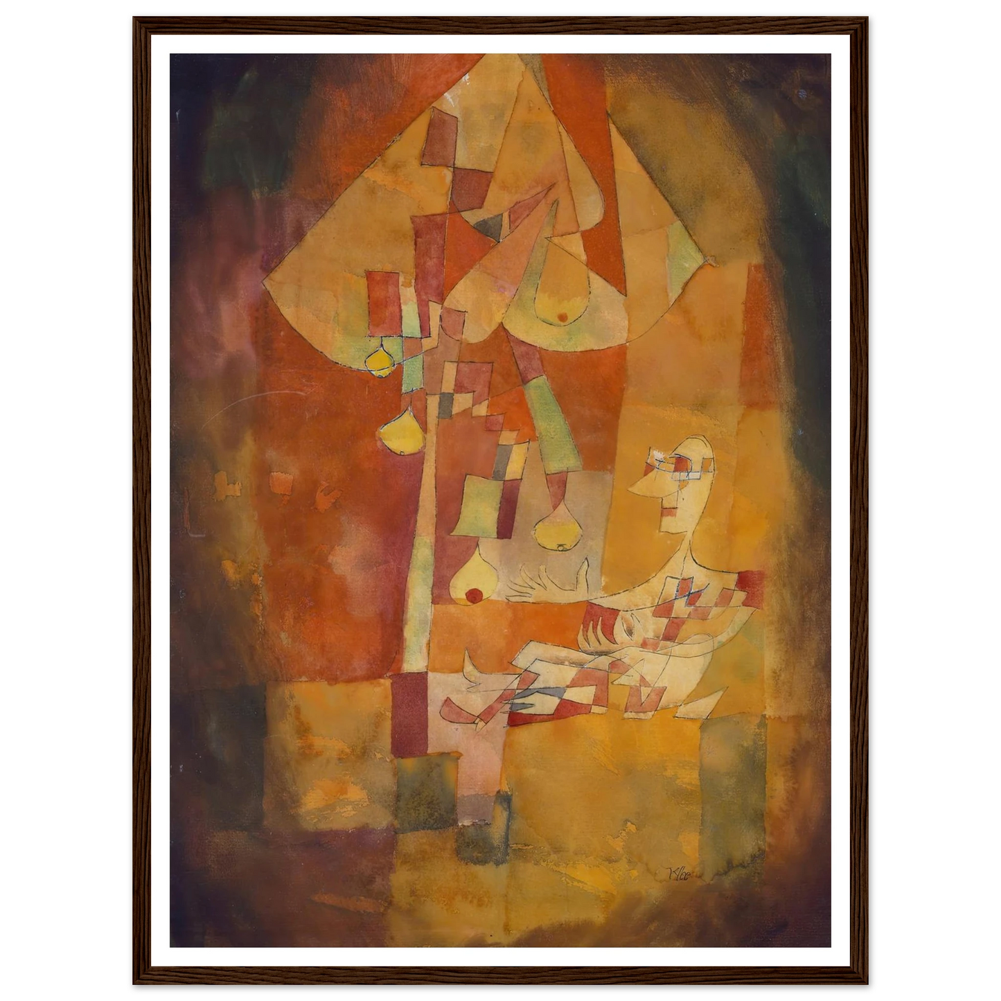 The Man Under the Pear Tree (1921) Art Print | Paul Klee - Framed Poster - 30x40 cm / 12x16″ - Black frame