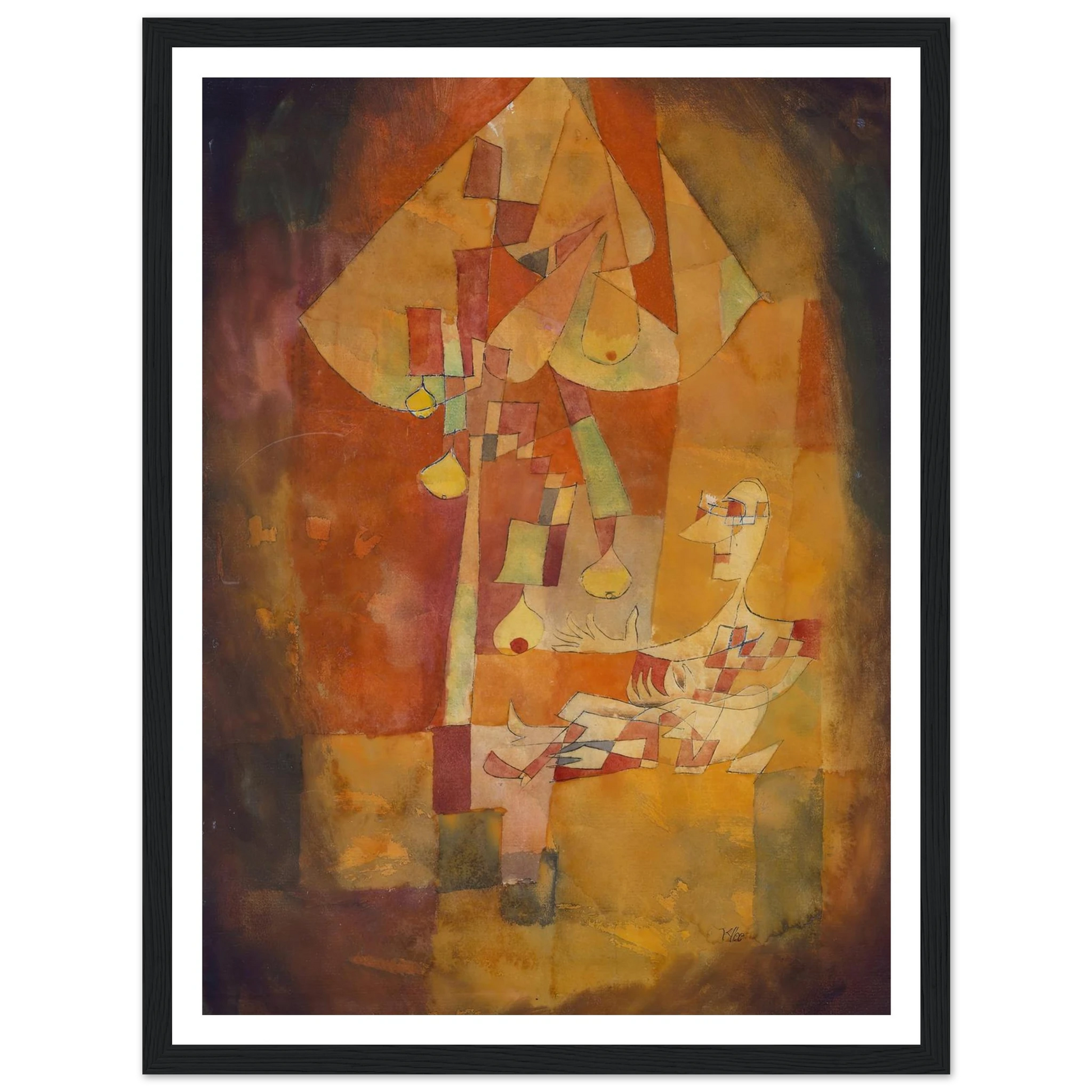 The Man Under the Pear Tree (1921) Art Print | Paul Klee - Framed Poster - 30x40 cm / 12x16″ - Black frame