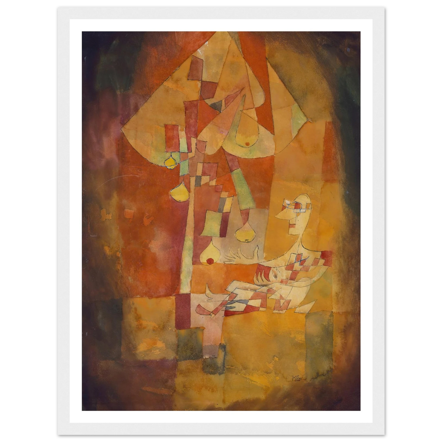 The Man Under the Pear Tree (1921) Art Print | Paul Klee - Framed Poster - 30x40 cm / 12x16″ - Black frame