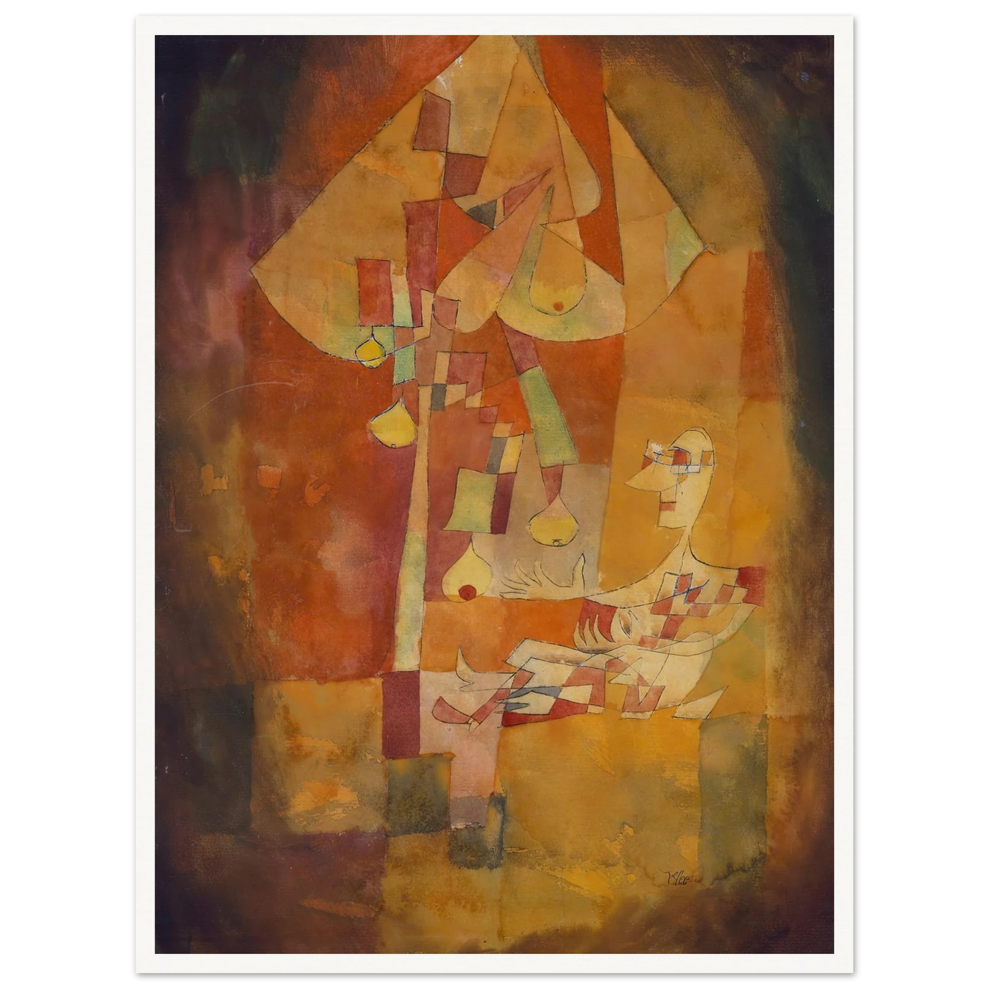 The Man Under the Pear Tree (1921) Art Print | Paul Klee - Framed Poster - 30x40 cm / 12x16″ - Black frame
