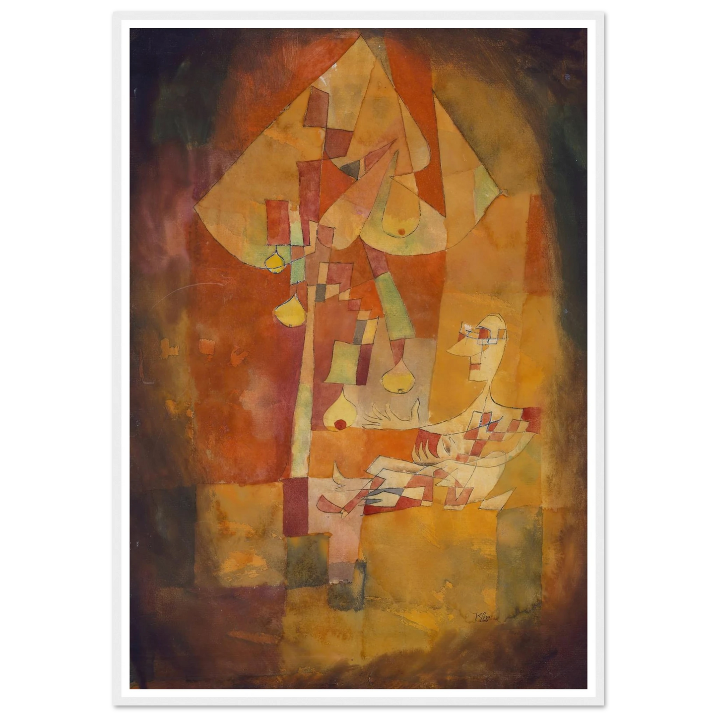 The Man Under the Pear Tree (1921) Art Print | Paul Klee - Framed Poster - 30x40 cm / 12x16″ - Black frame