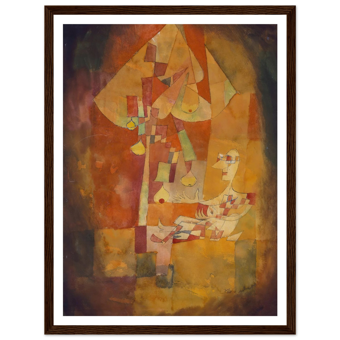 The Man Under the Pear Tree (1921) Art Print | Paul Klee - Framed Poster - 30x40 cm / 12x16″ - Black frame