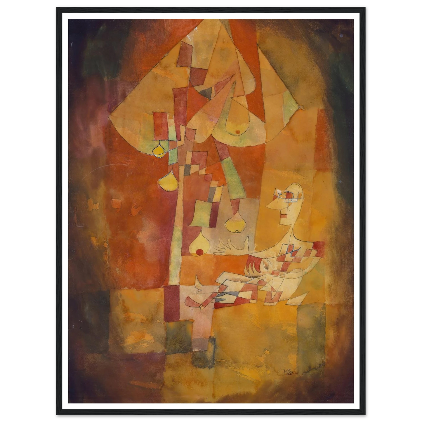 The Man Under the Pear Tree (1921) Art Print | Paul Klee - Framed Poster - 30x40 cm / 12x16″ - Black frame