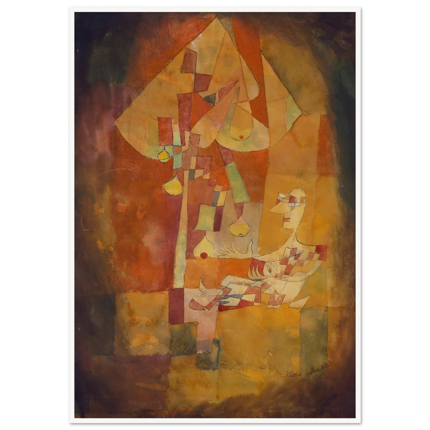 The Man Under the Pear Tree (1921) Art Print | Paul Klee - Framed Poster - 30x40 cm / 12x16″ - Black frame