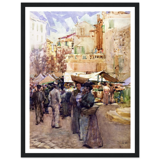 The market place, San Remo, Italy (1902) Art Print | Frances Hodgkins - Framed Poster - 30x40 cm / 12x16″ - Black frame