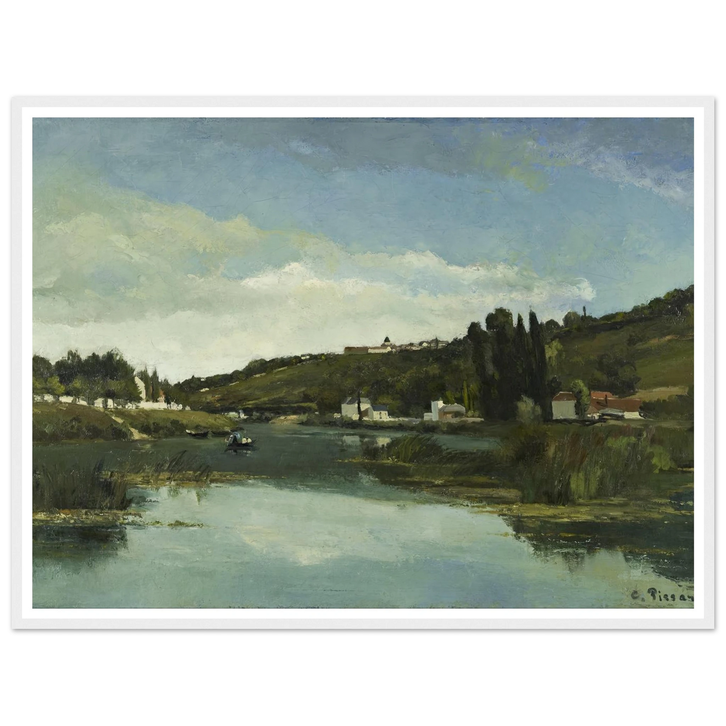The Marne at Chennevières Art Print | Camille Pissarro - Framed Poster - 30x40 cm / 12x16″ - Black frame