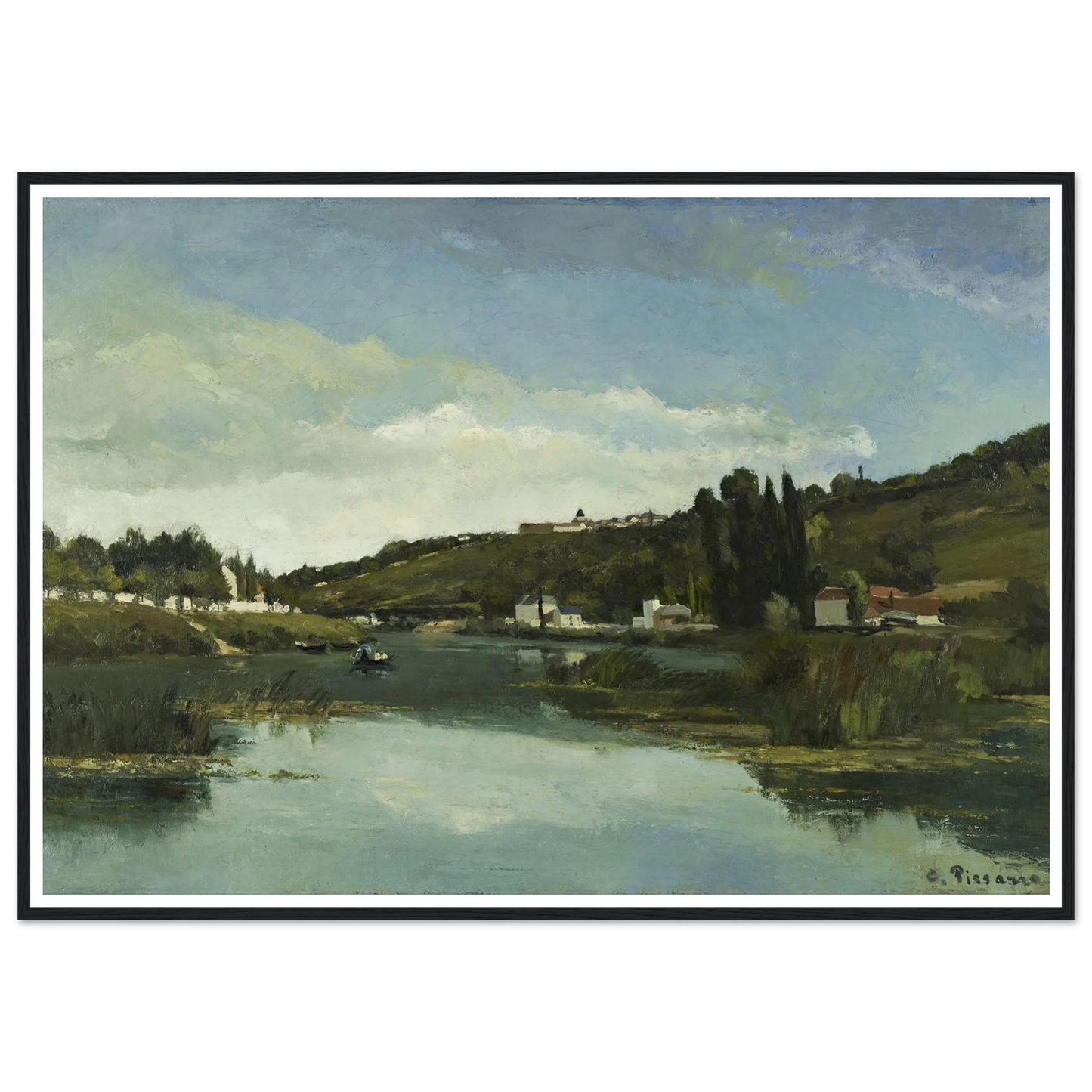 The Marne at Chennevières Art Print | Camille Pissarro - Framed Poster - 30x40 cm / 12x16″ - Black frame