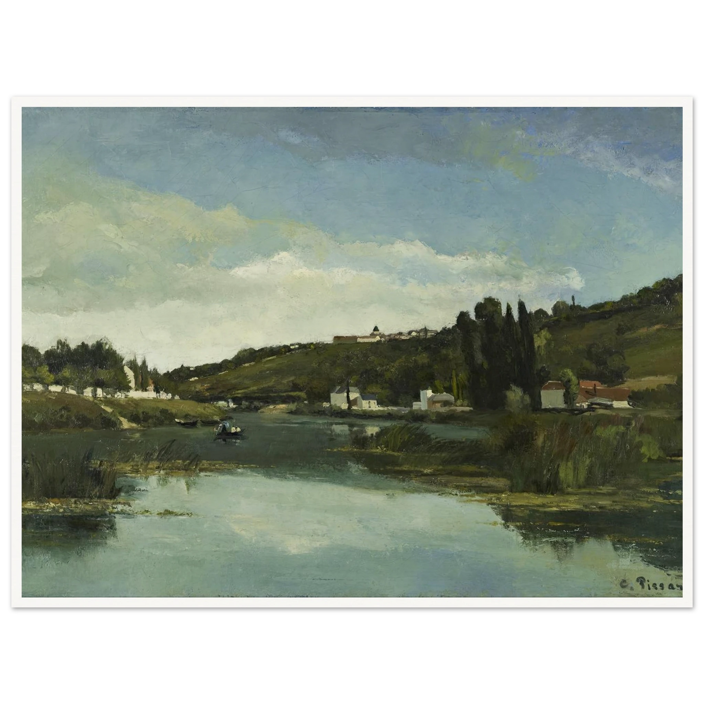 The Marne at Chennevières Art Print | Camille Pissarro - Framed Poster - 30x40 cm / 12x16″ - Black frame