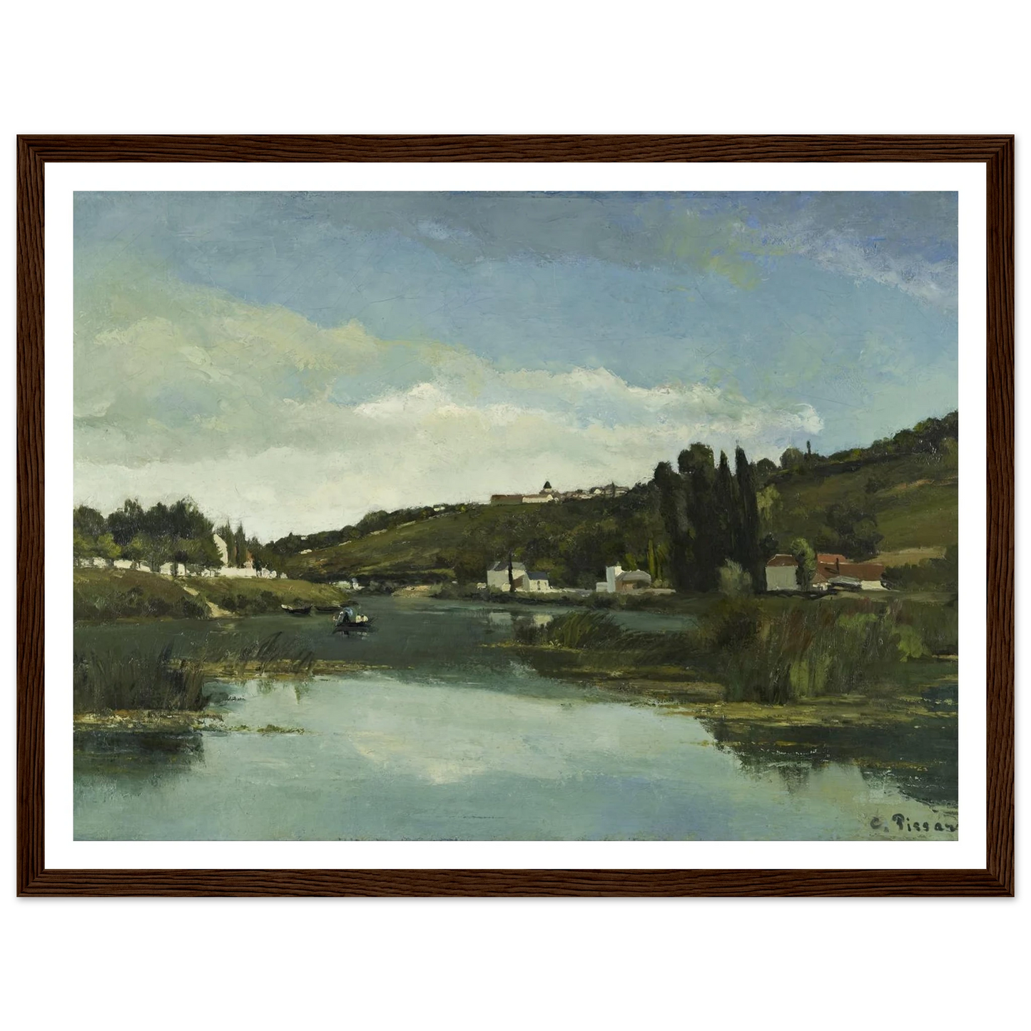 The Marne at Chennevières Art Print | Camille Pissarro - Framed Poster - 30x40 cm / 12x16″ - Black frame