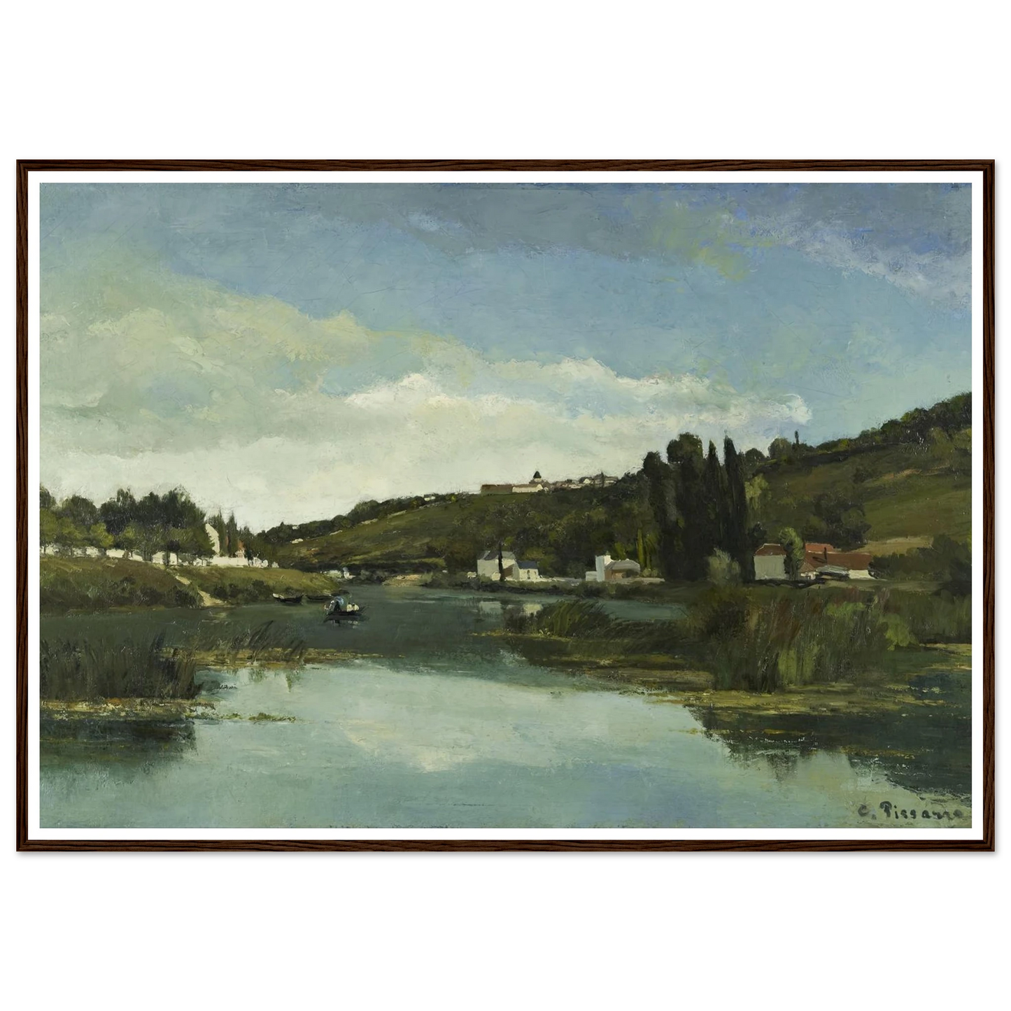 The Marne at Chennevières Art Print | Camille Pissarro - Framed Poster - 30x40 cm / 12x16″ - Black frame