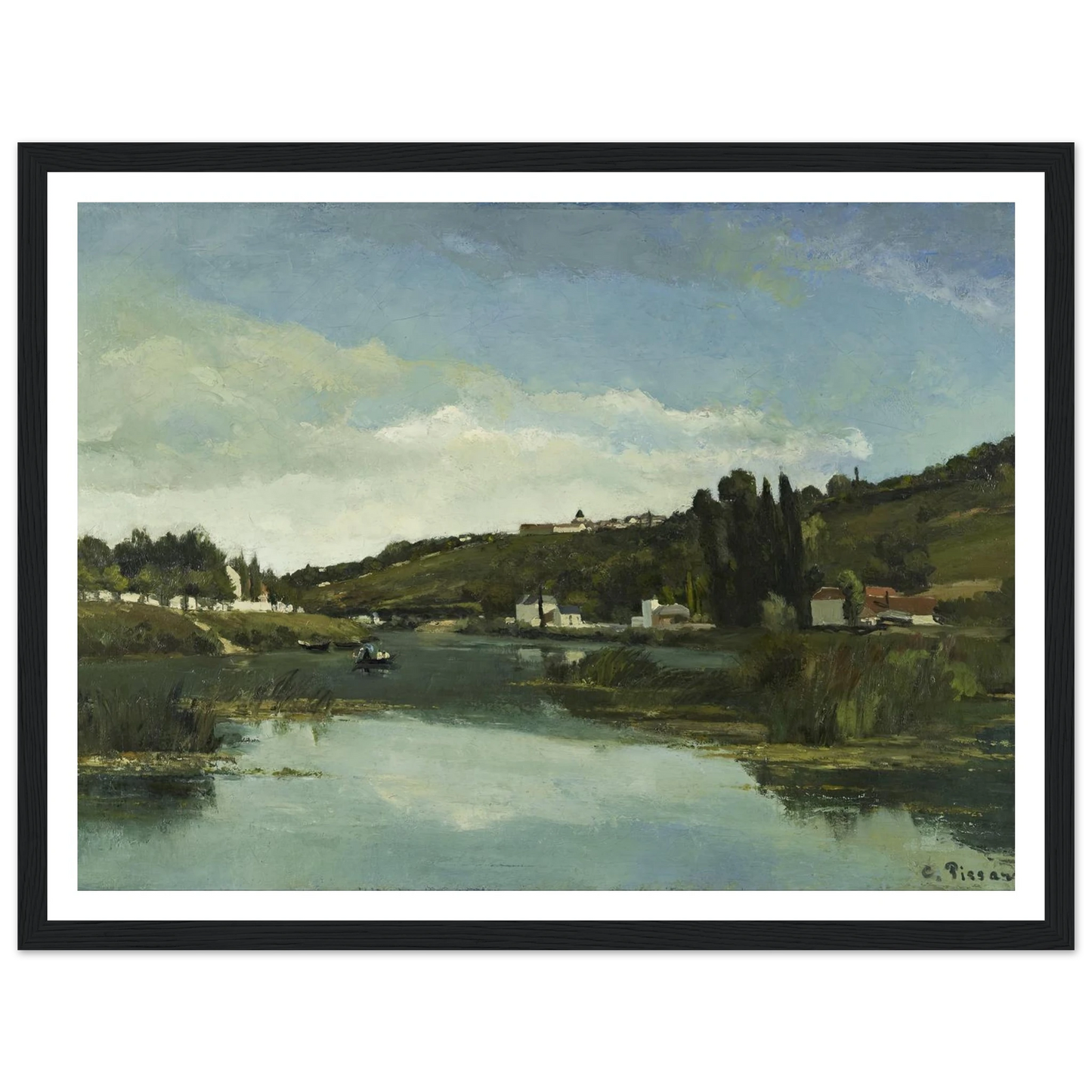 The Marne at Chennevières Art Print | Camille Pissarro - Framed Poster - 30x40 cm / 12x16″ - Black frame