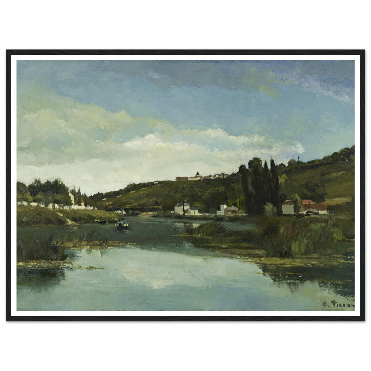 The Marne at Chennevières Art Print | Camille Pissarro - Framed Poster - 30x40 cm / 12x16″ - Black frame