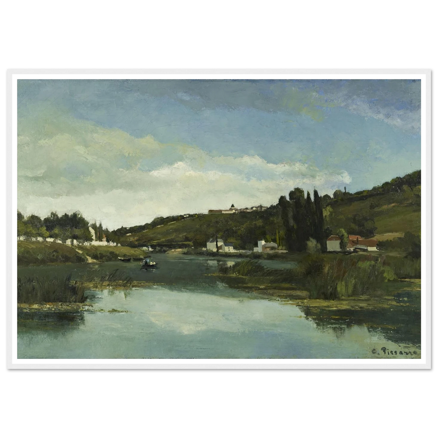 The Marne at Chennevières Art Print | Camille Pissarro - Framed Poster - 30x40 cm / 12x16″ - Black frame