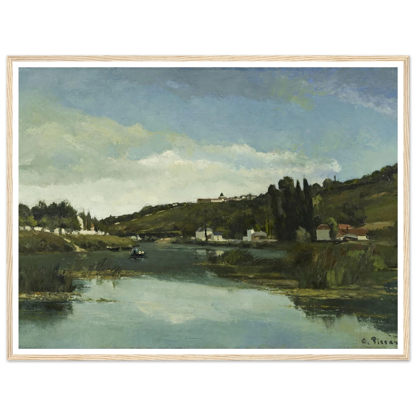The Marne at Chennevières Art Print | Camille Pissarro - Framed Poster - 30x40 cm / 12x16″ - Black frame