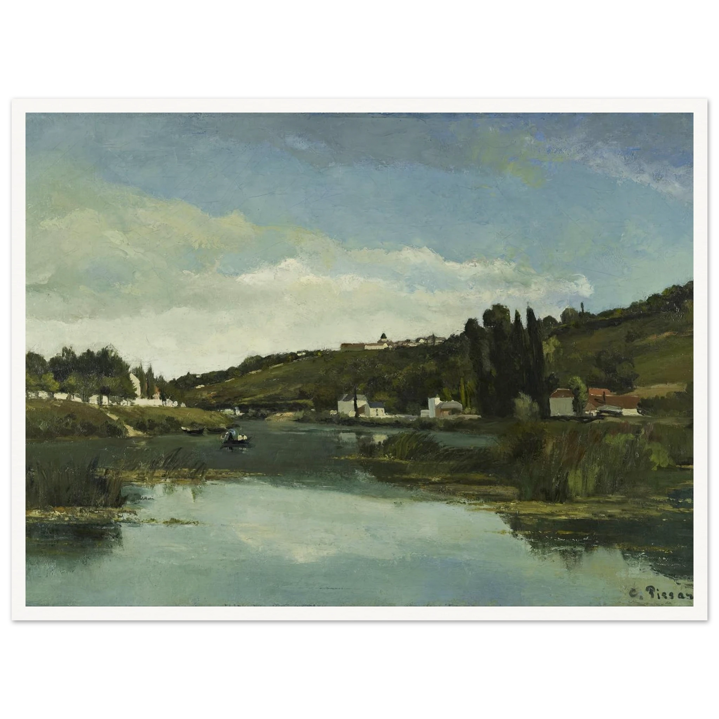 The Marne at Chennevières Art Print | Camille Pissarro - Framed Poster - 30x40 cm / 12x16″ - Black frame