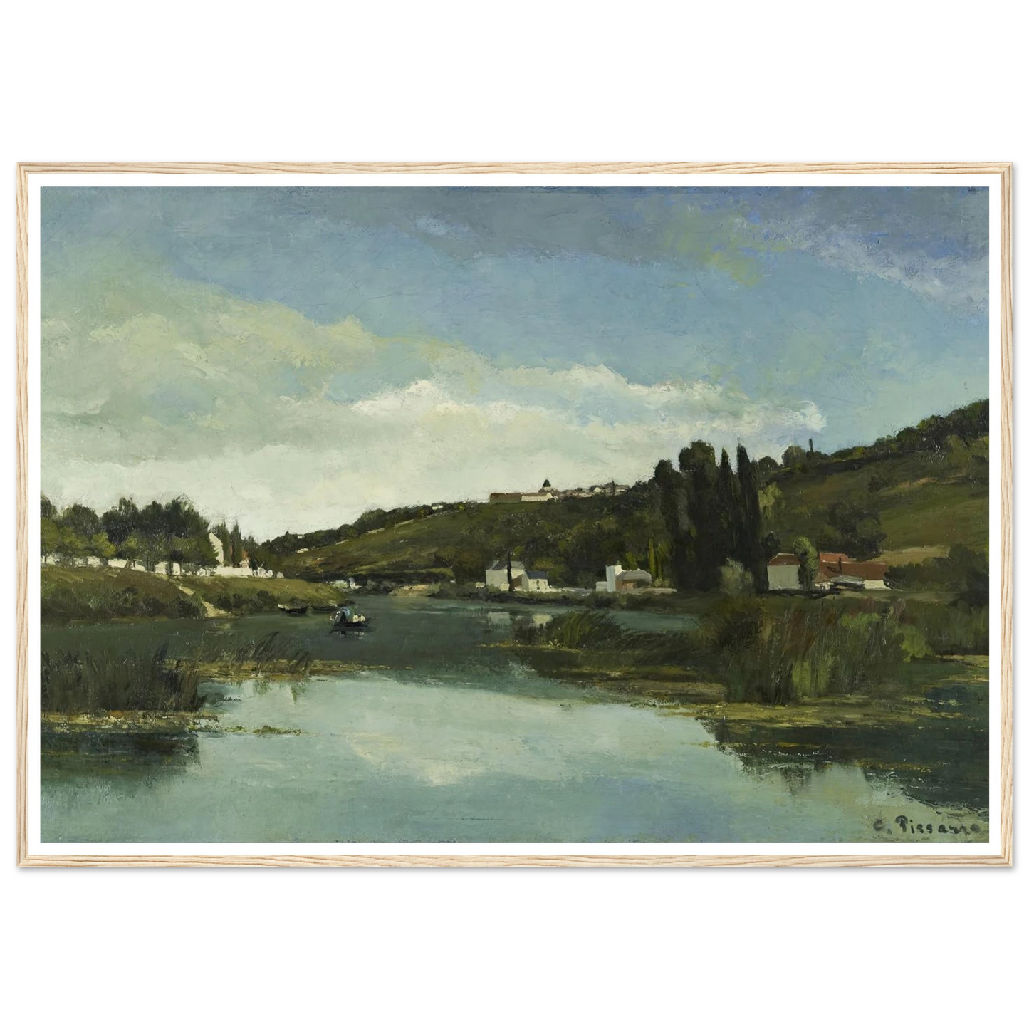 The Marne at Chennevières Art Print | Camille Pissarro - Framed Poster - 30x40 cm / 12x16″ - Black frame