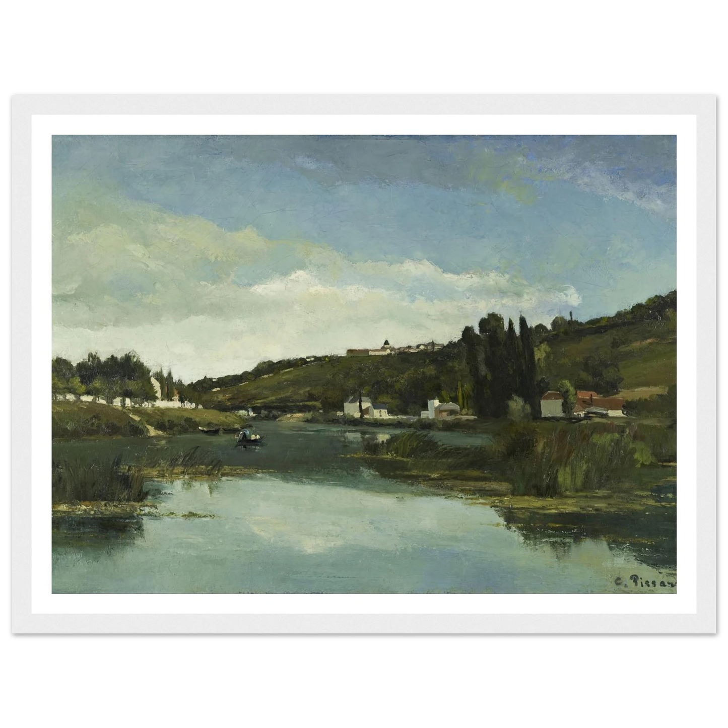 The Marne at Chennevières Art Print | Camille Pissarro - Framed Poster - 30x40 cm / 12x16″ - Black frame