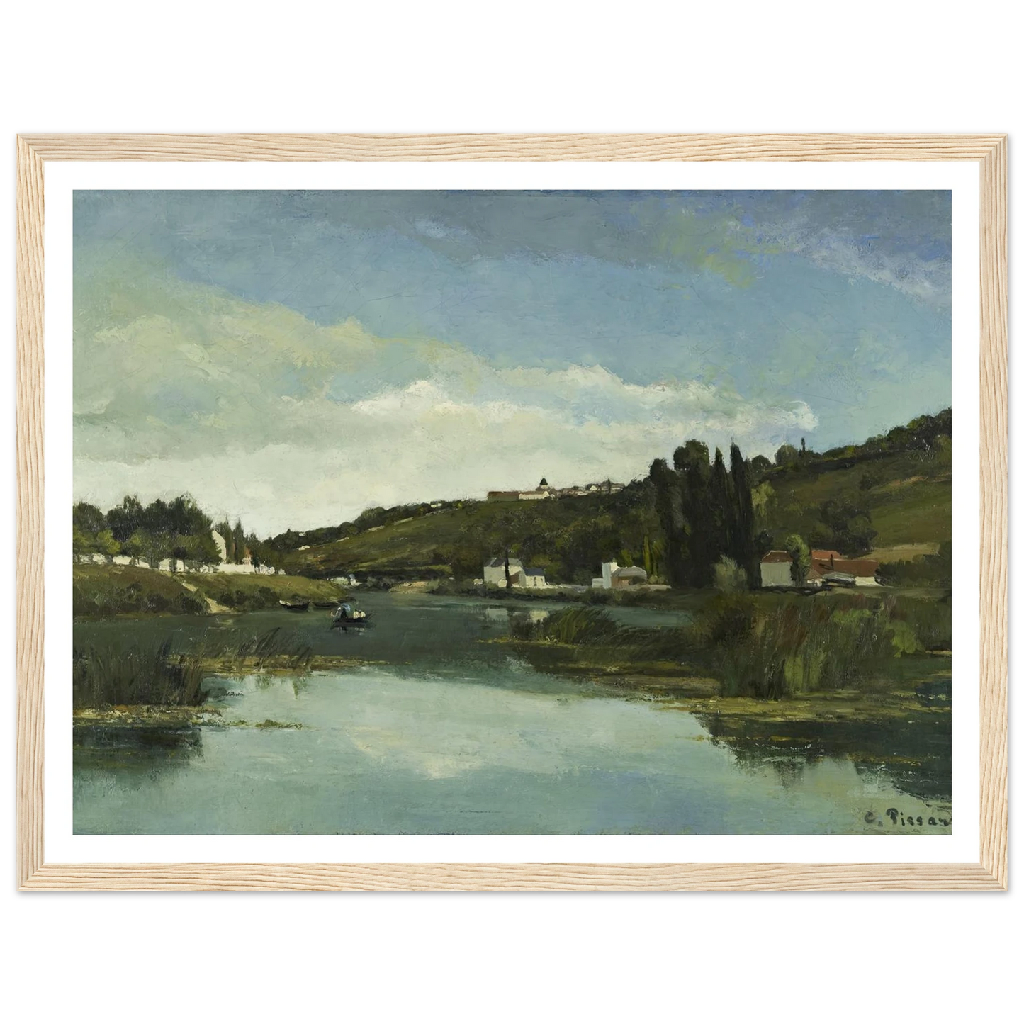 The Marne at Chennevières Art Print | Camille Pissarro - Framed Poster - 30x40 cm / 12x16″ - Black frame