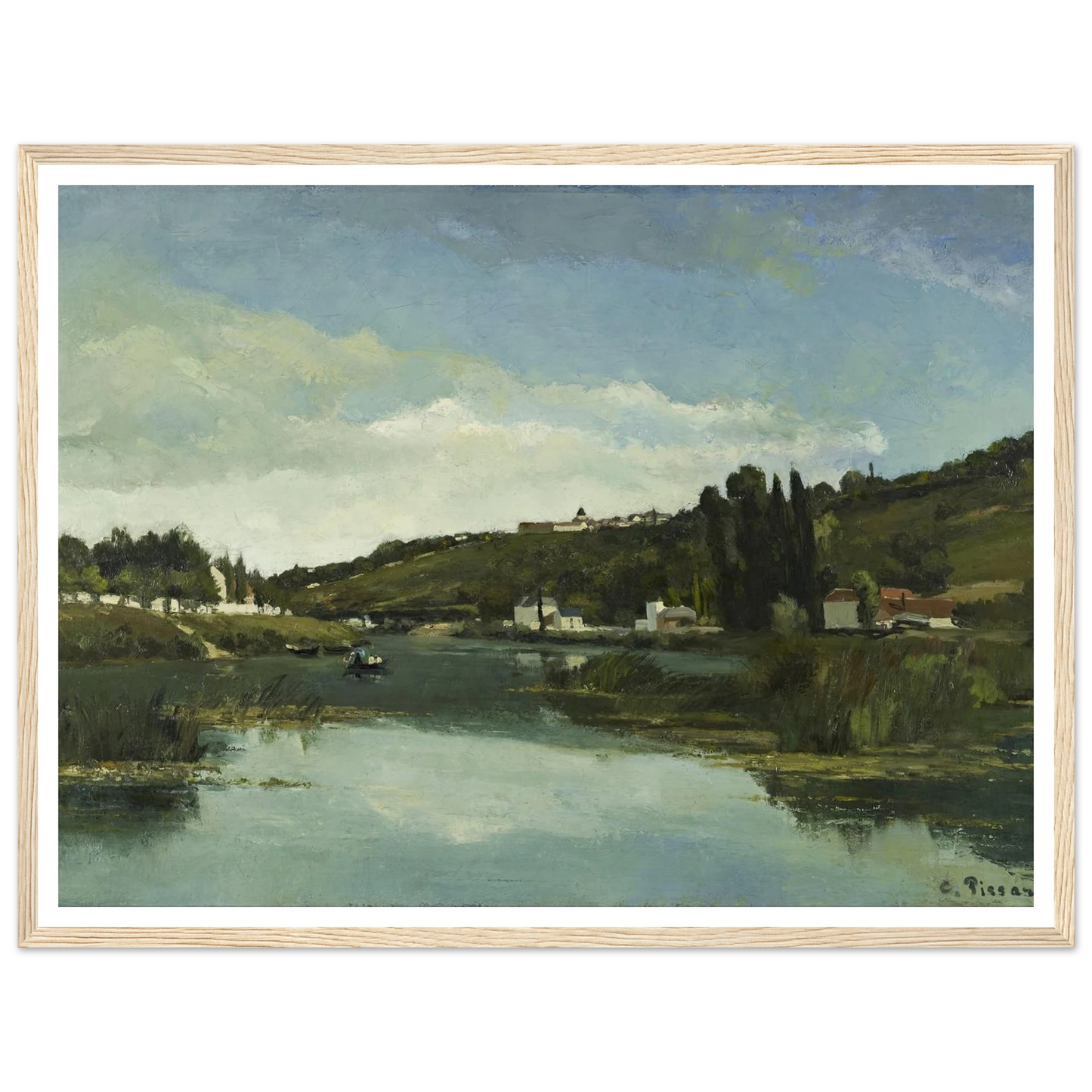 The Marne at Chennevières Art Print | Camille Pissarro - Framed Poster - 30x40 cm / 12x16″ - Black frame