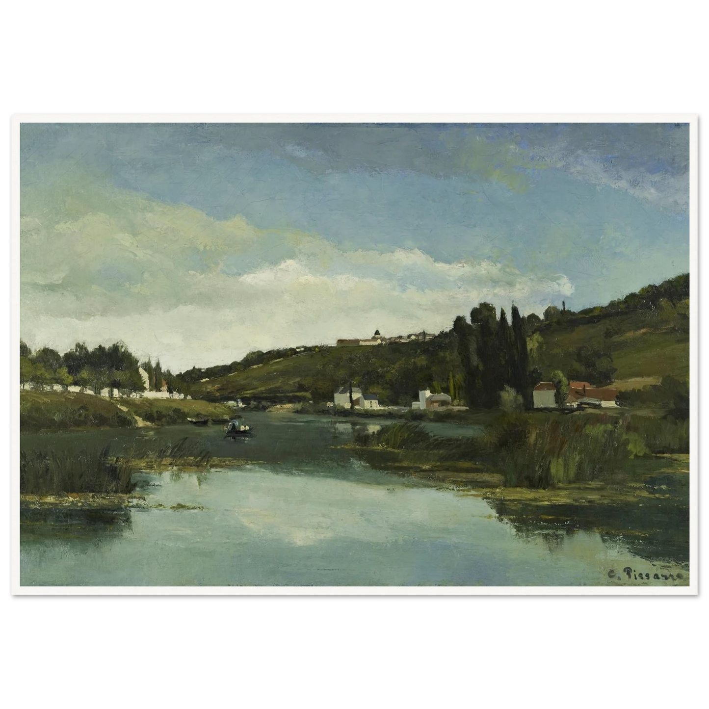 The Marne at Chennevières Art Print | Camille Pissarro - Framed Poster - 30x40 cm / 12x16″ - Black frame
