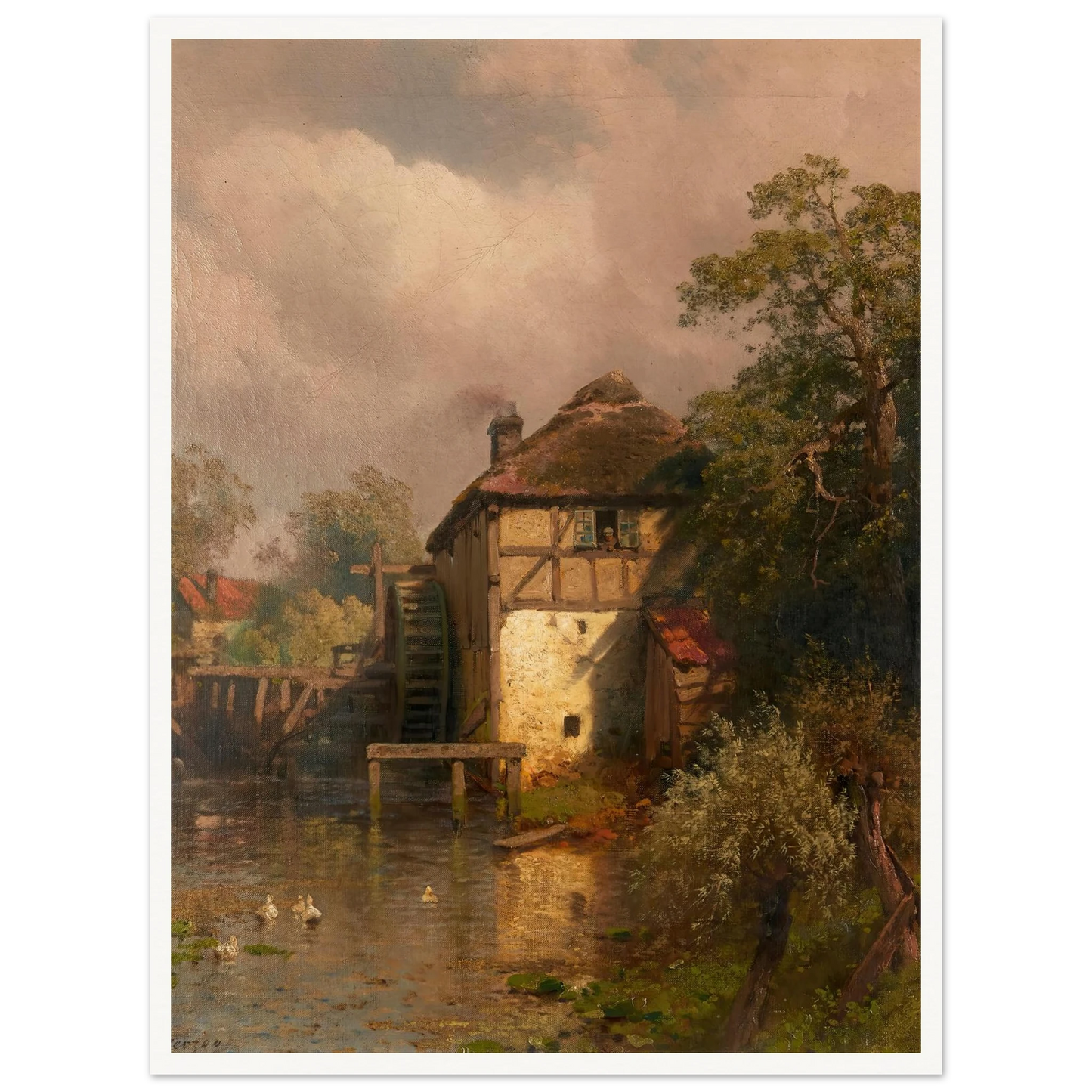 The Mill Art Print | Hermann Ottomar Herzog - Framed Poster - 30x40 cm / 12x16″ - Black frame